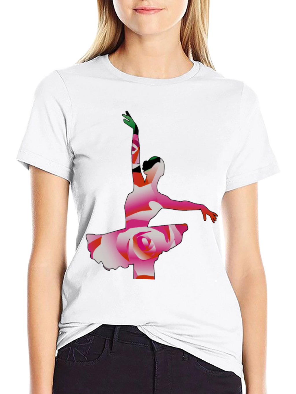 Ballerina Rose Graphic Tee - Artistic Mens T-Shirt