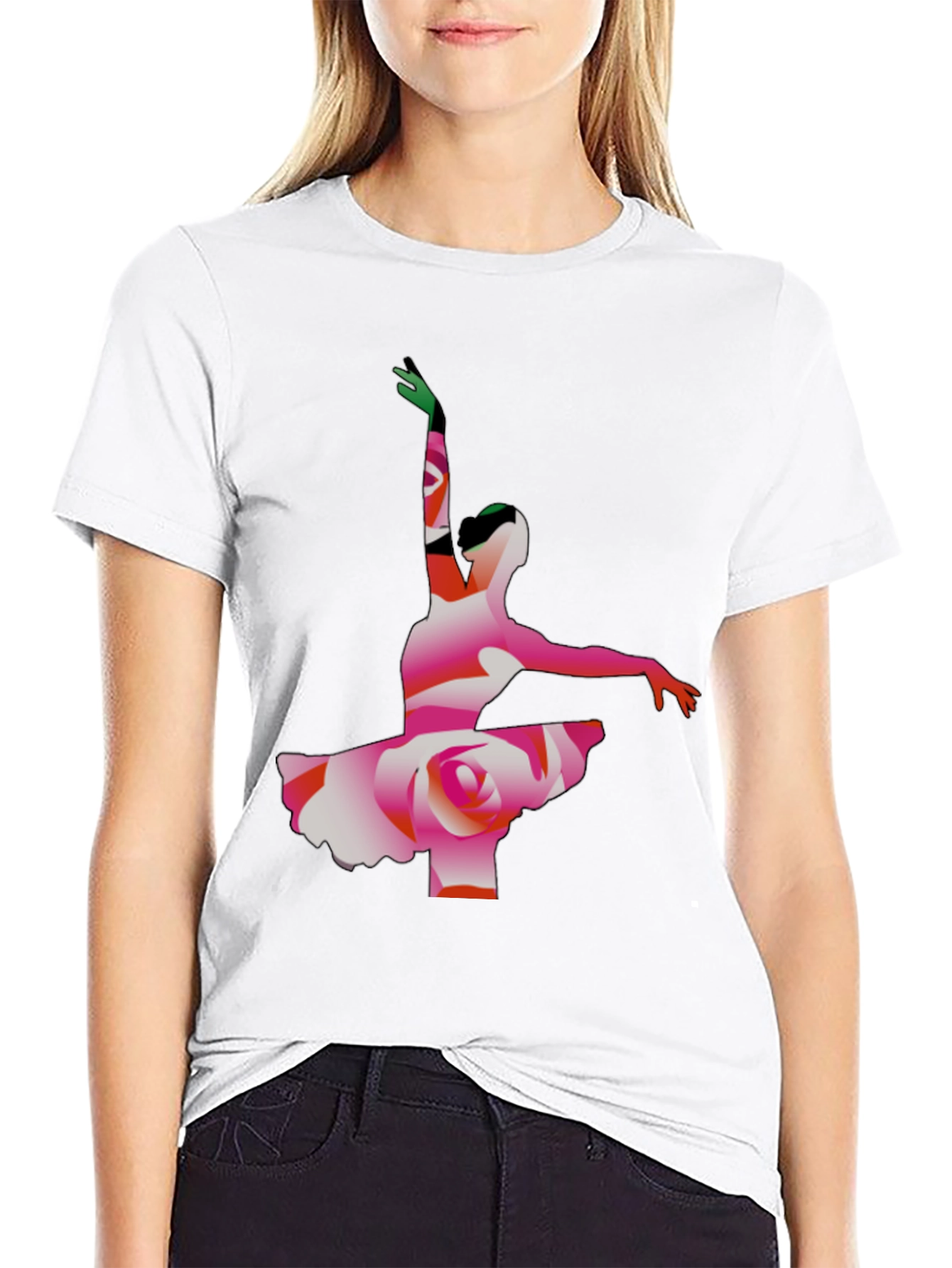 Ballerina Rose Graphic Tee - Artistic Mens T-Shirt
