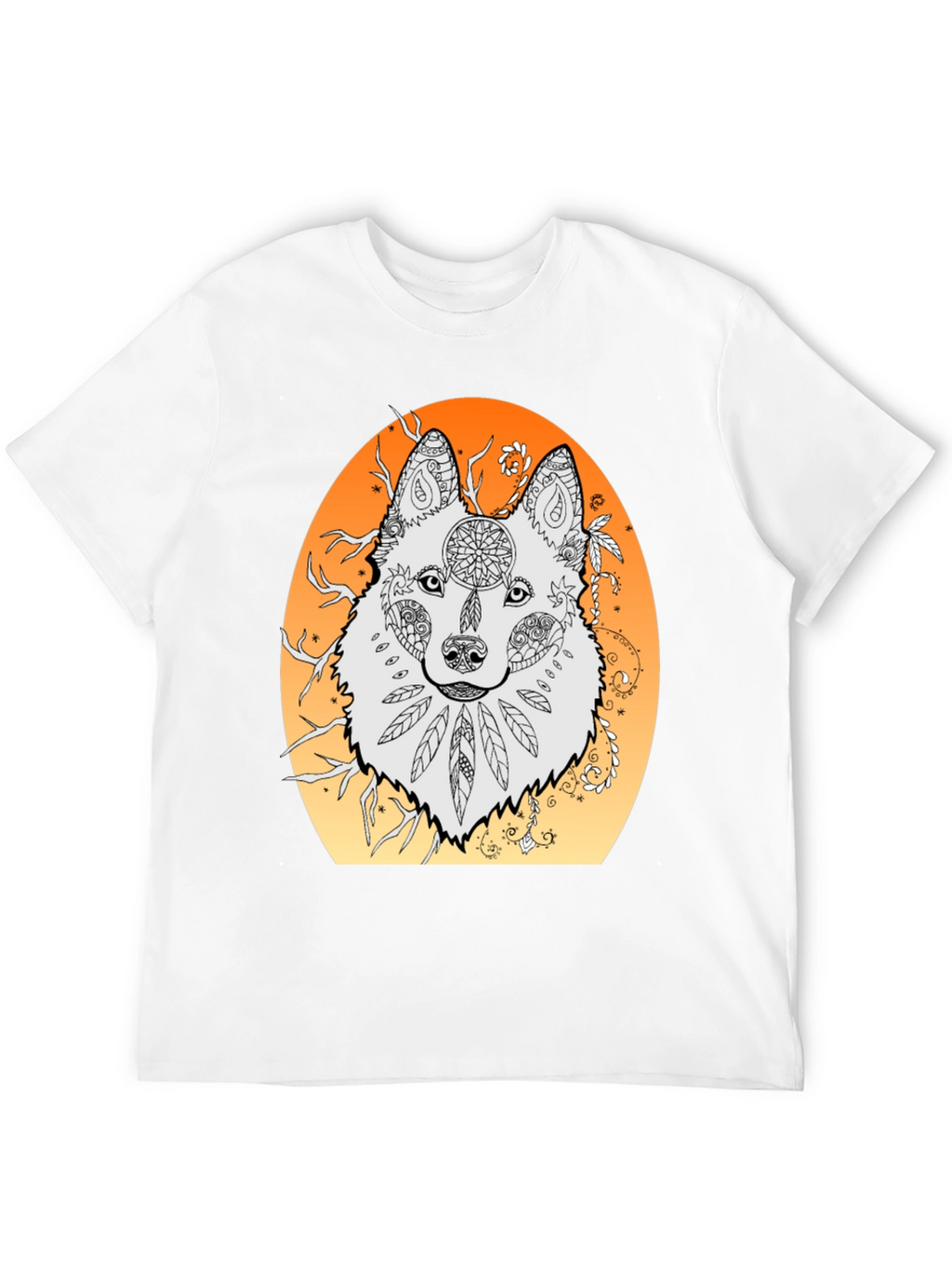 Wolf Mandala Graphic Tee - Unique Artistic Design