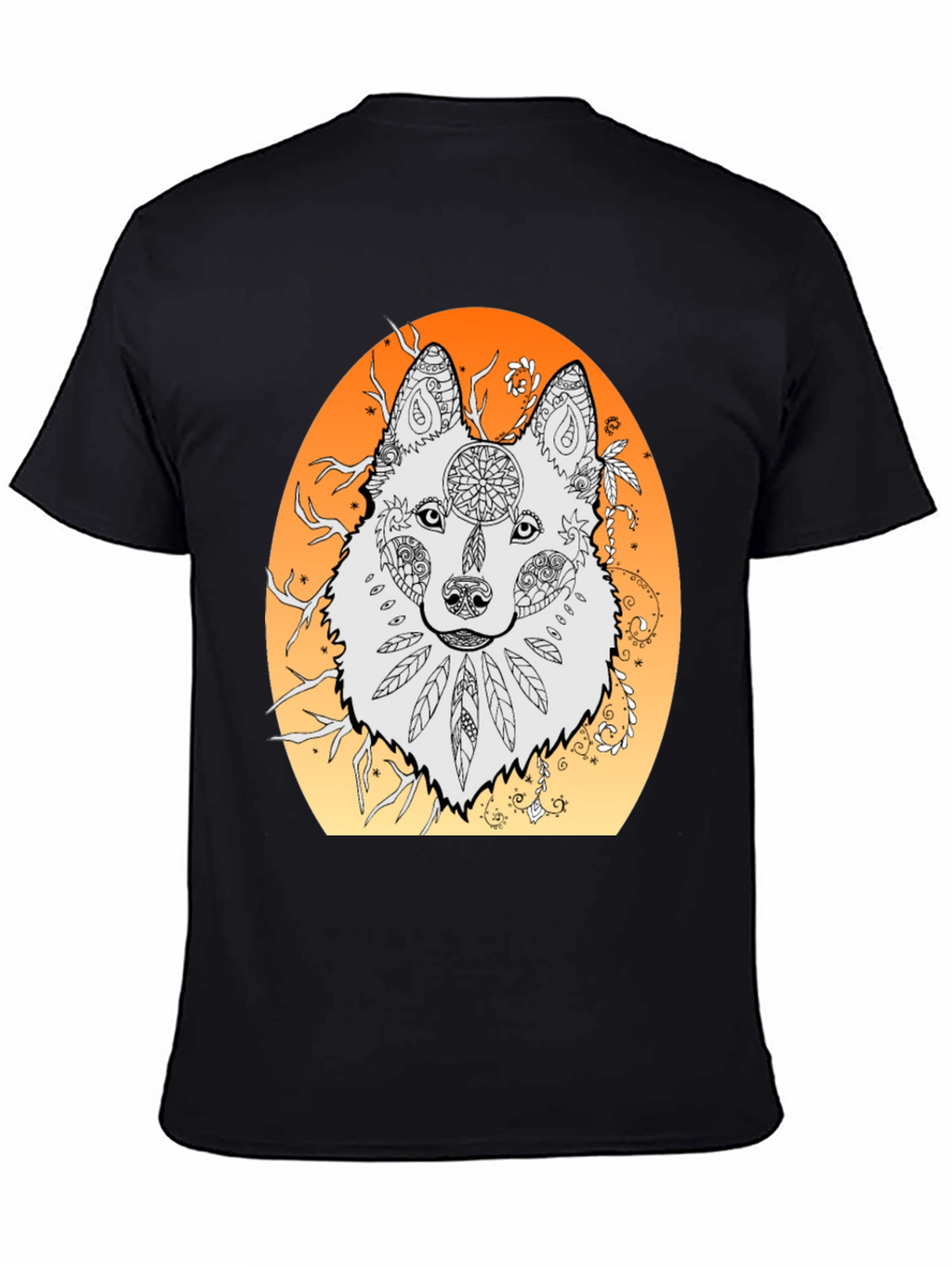 Wolf Mandala Graphic Tee - Unique Artistic Design