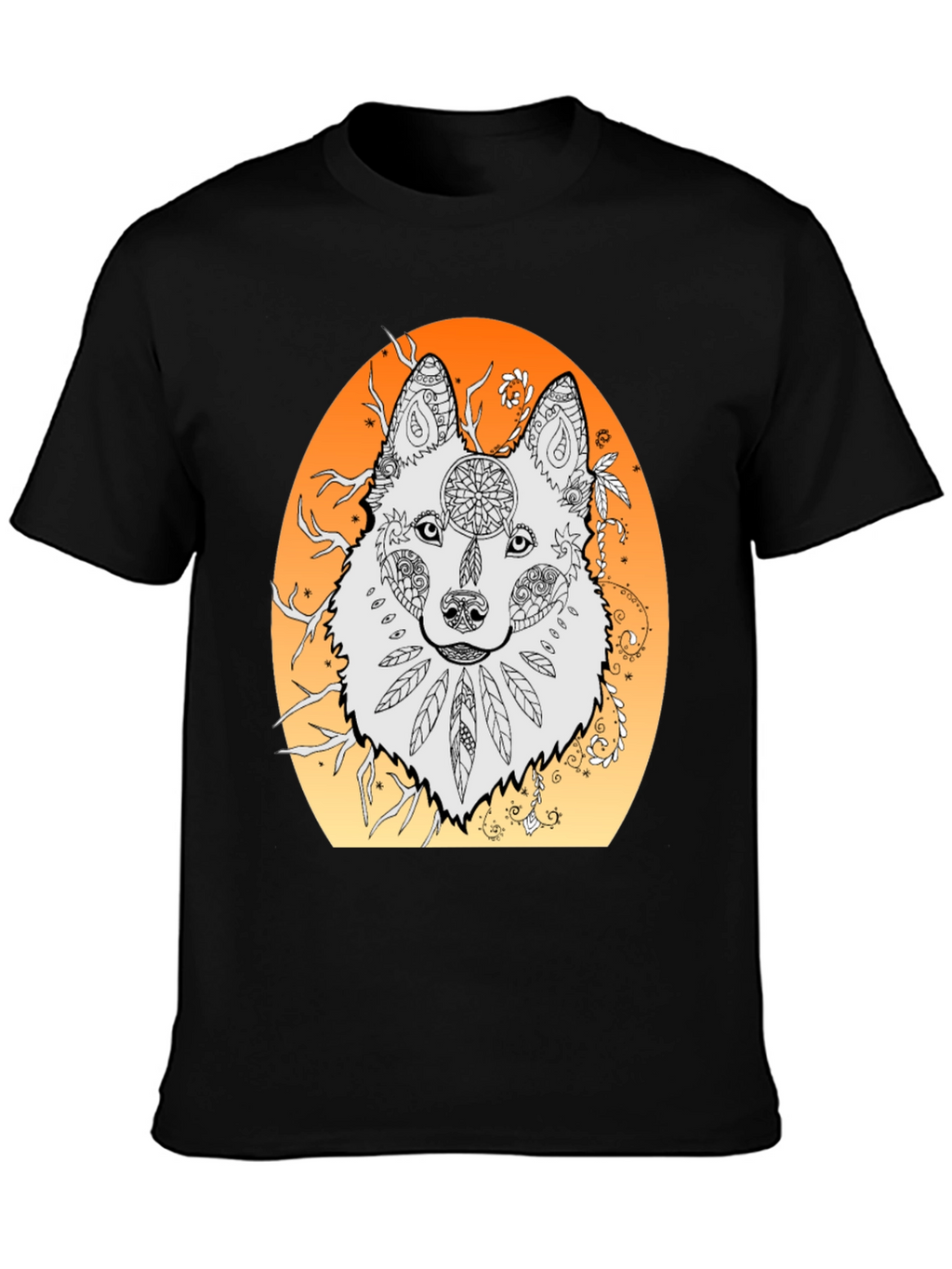 Wolf Mandala Graphic Tee - Unique Artistic Design