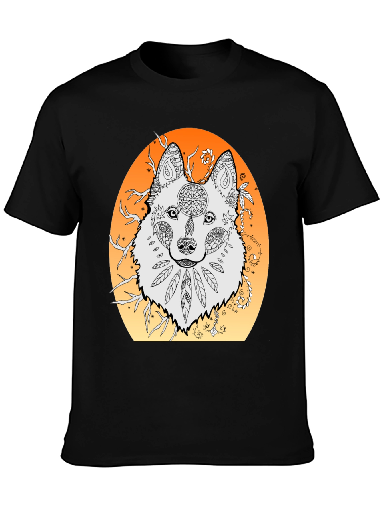 Wolf Mandala Graphic Tee - Unique Artistic Design