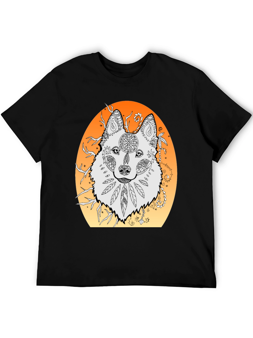 Wolf Mandala Graphic Tee - Unique Artistic Design