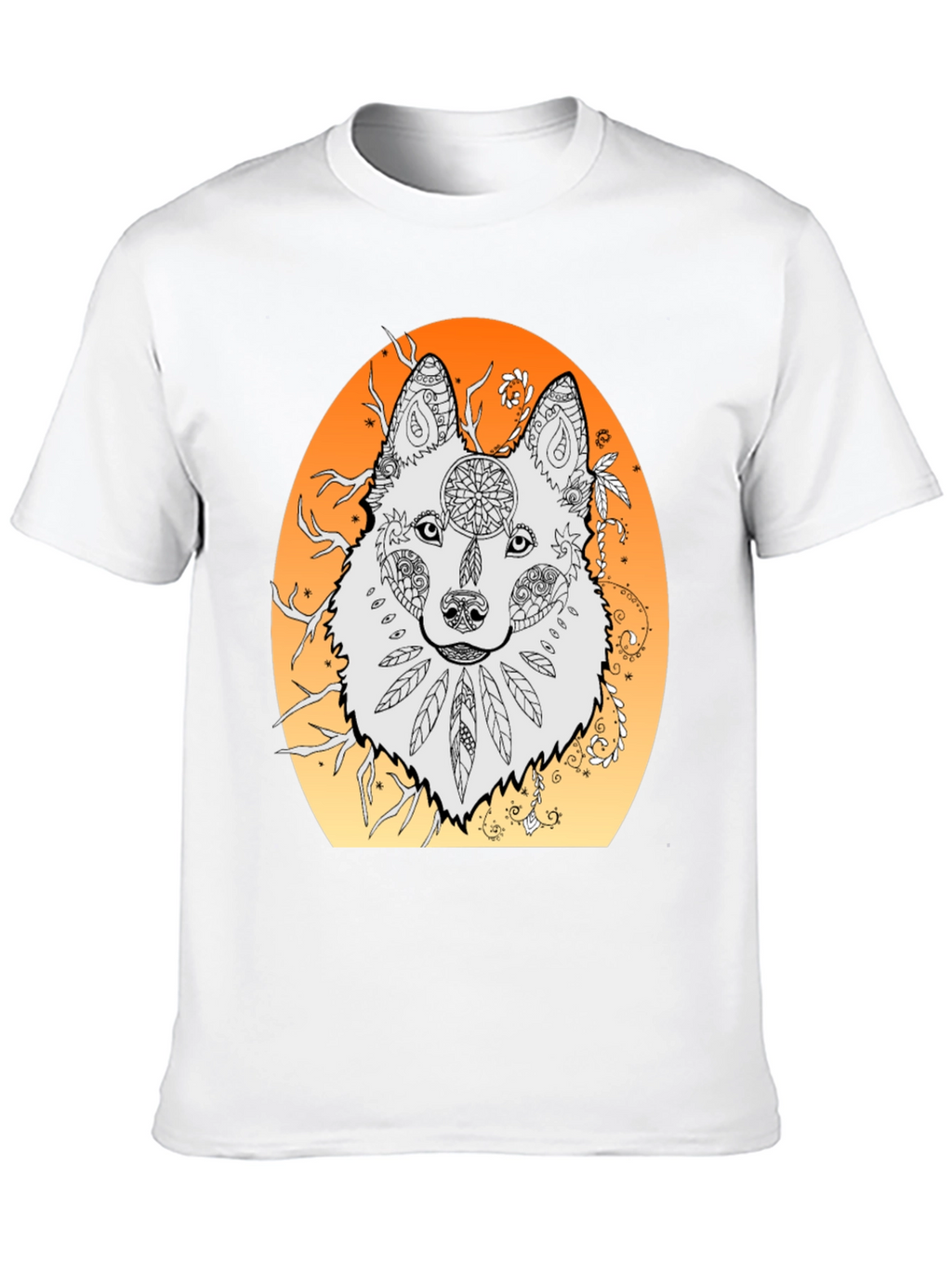 Wolf Mandala Graphic Tee - Unique Artistic Design