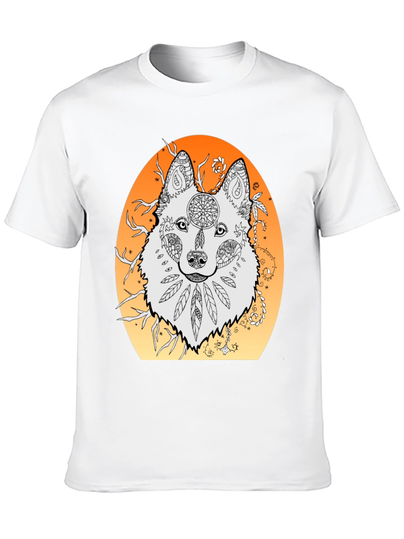 Wolf Mandala Graphic Tee - Unique Artistic Design
