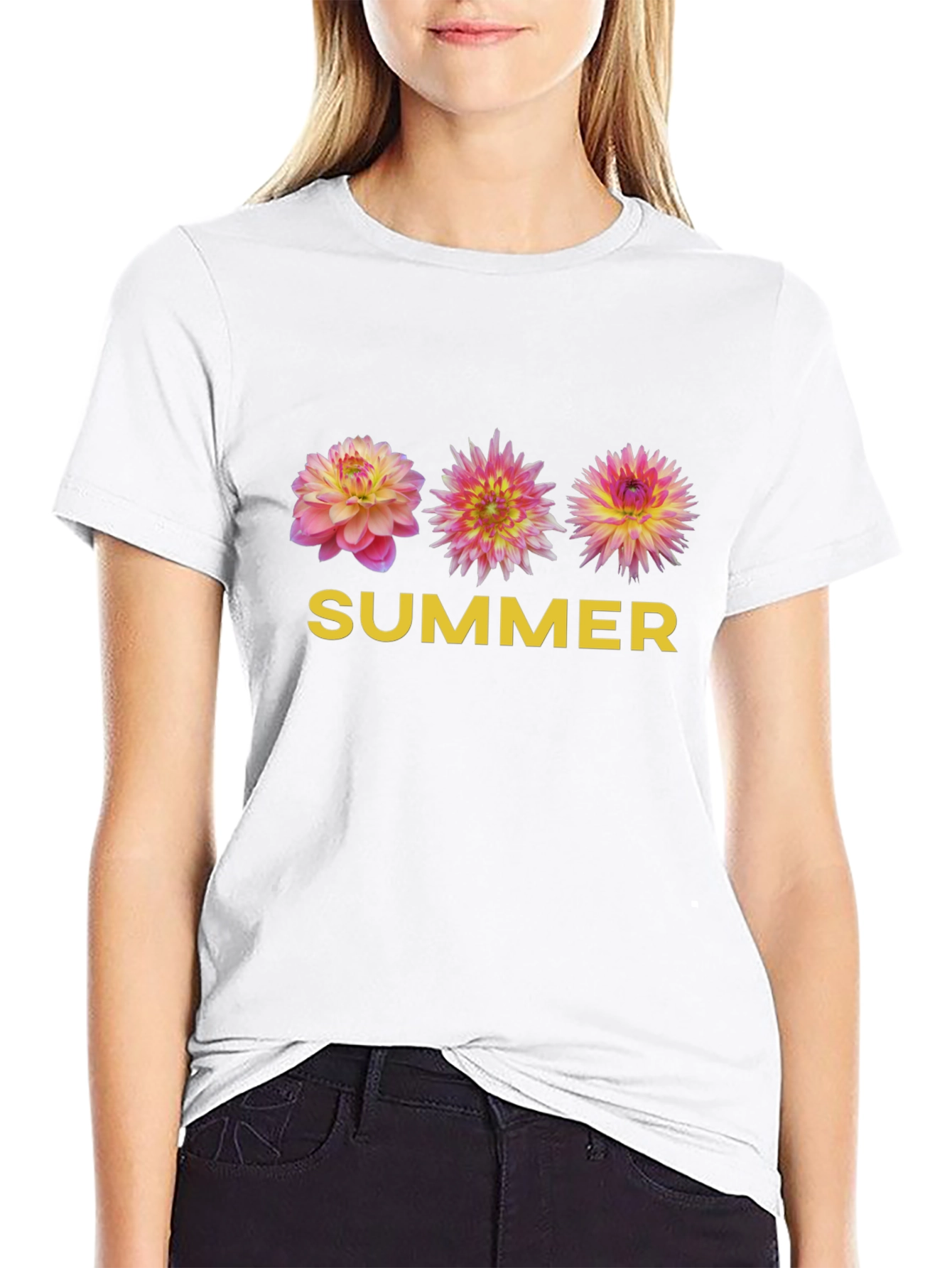 Summer Floral Graphic Tee - Soft Black T-Shirt
