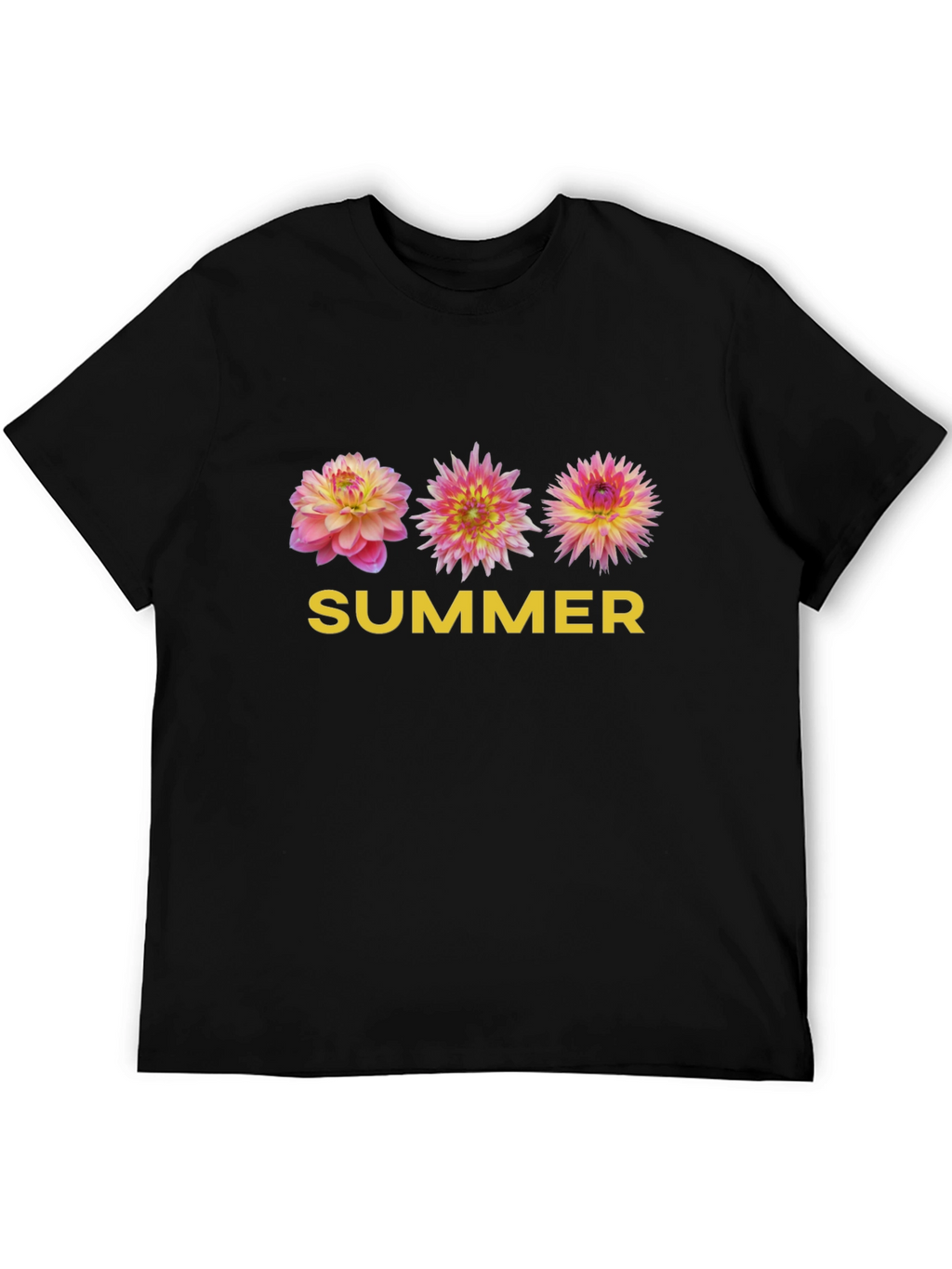 Summer Floral Graphic Tee - Soft Black T-Shirt