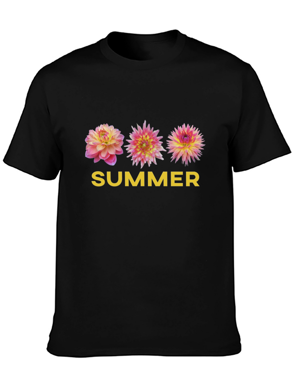 Summer Floral Graphic Tee - Soft Black T-Shirt