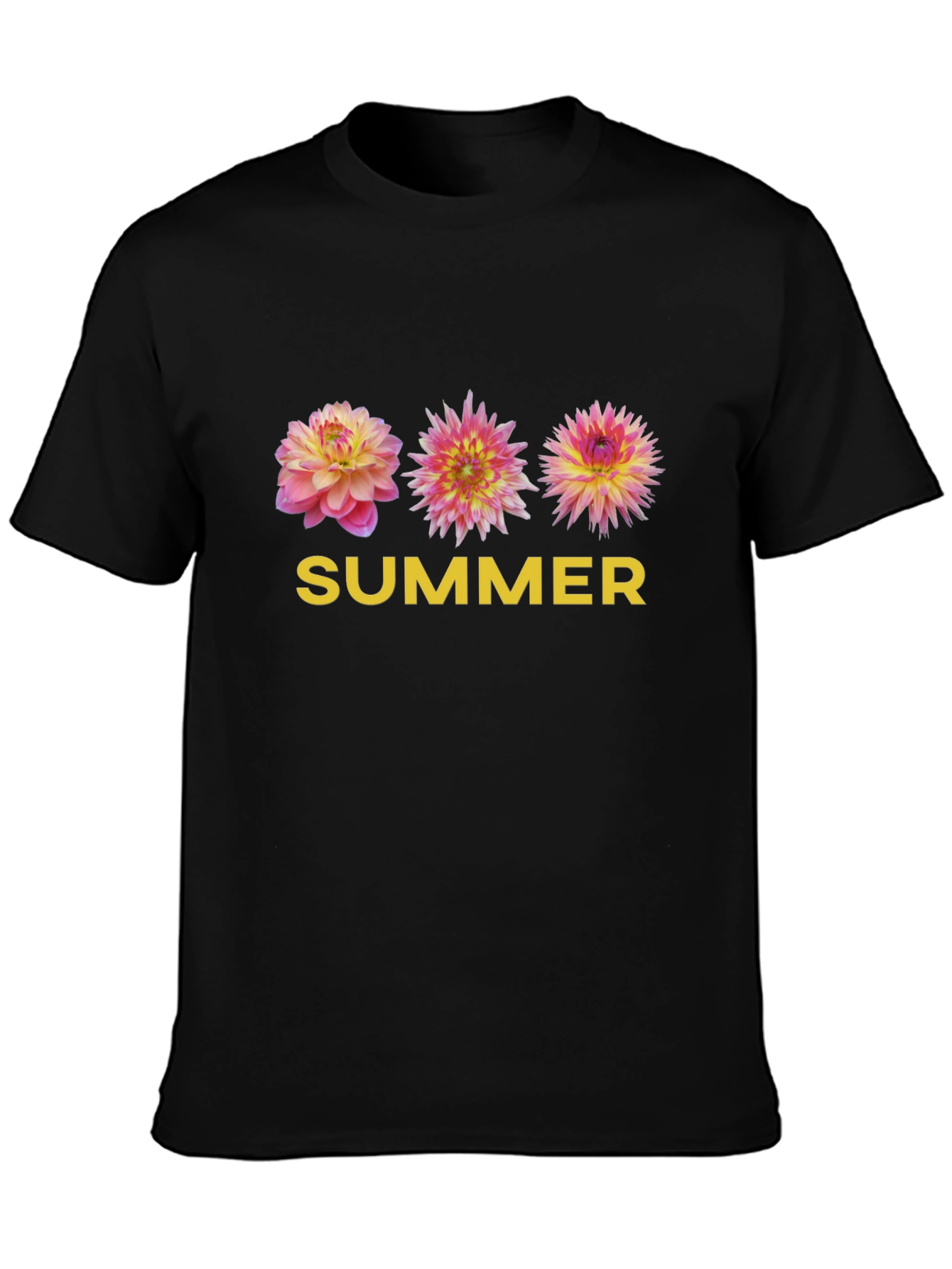 Summer Floral Graphic Tee - Soft Black T-Shirt