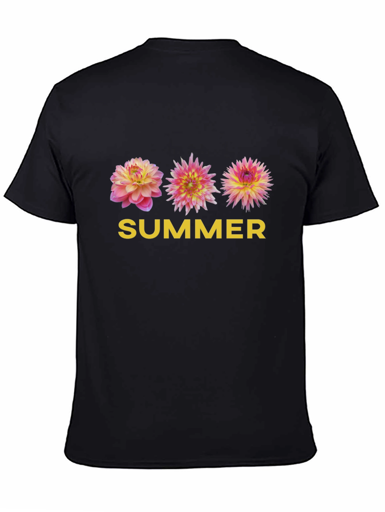Summer Floral Graphic Tee - Soft Black T-Shirt