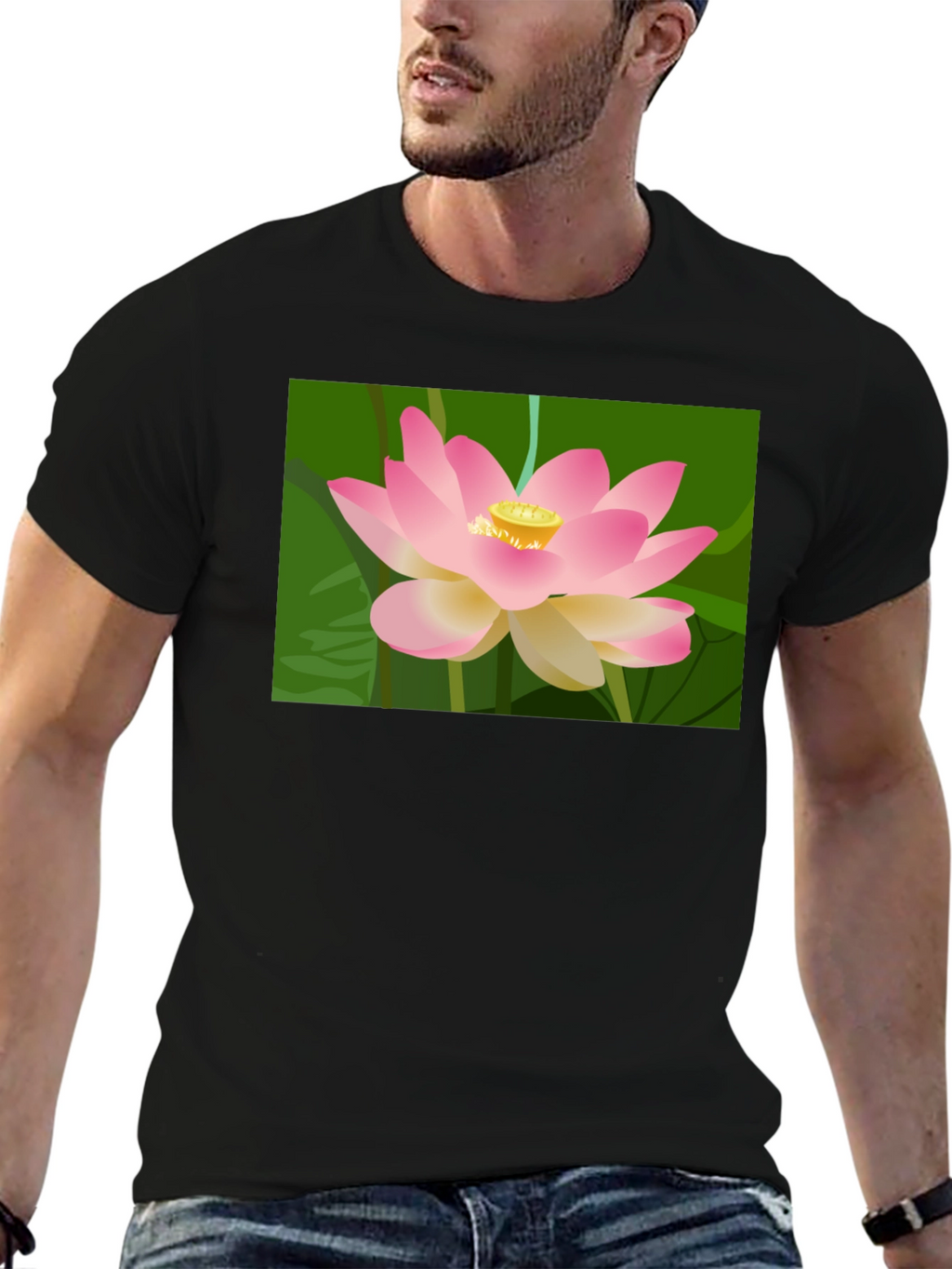 Lotus Graphic T-Shirt - Black Cotton Tee