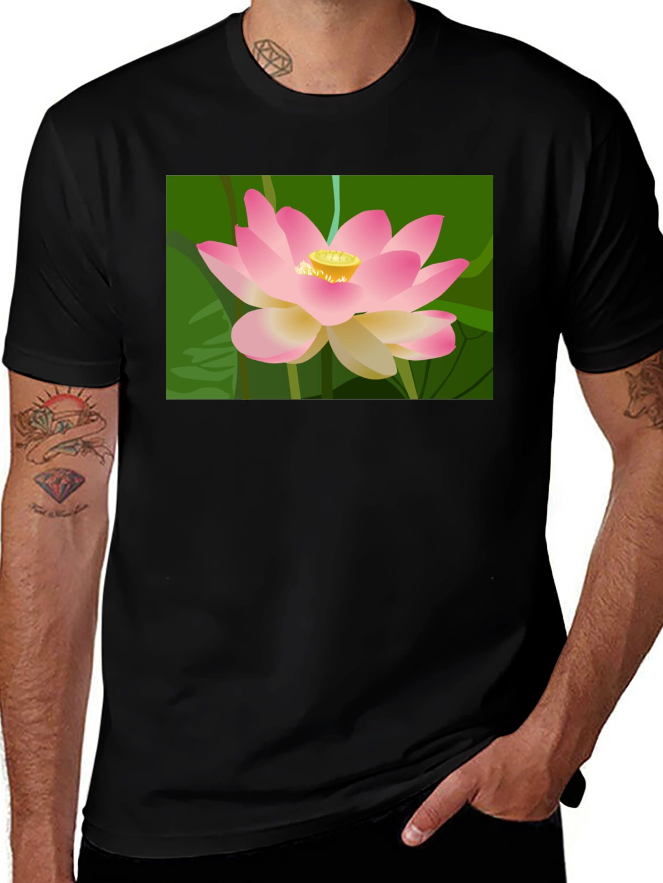 Lotus Graphic T-Shirt - Black Cotton Tee