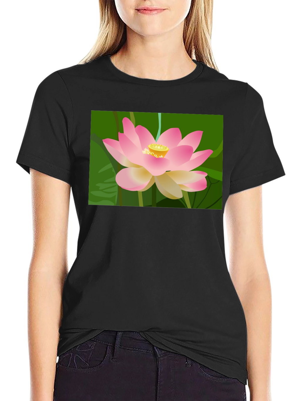 Lotus Graphic T-Shirt - Black Cotton Tee