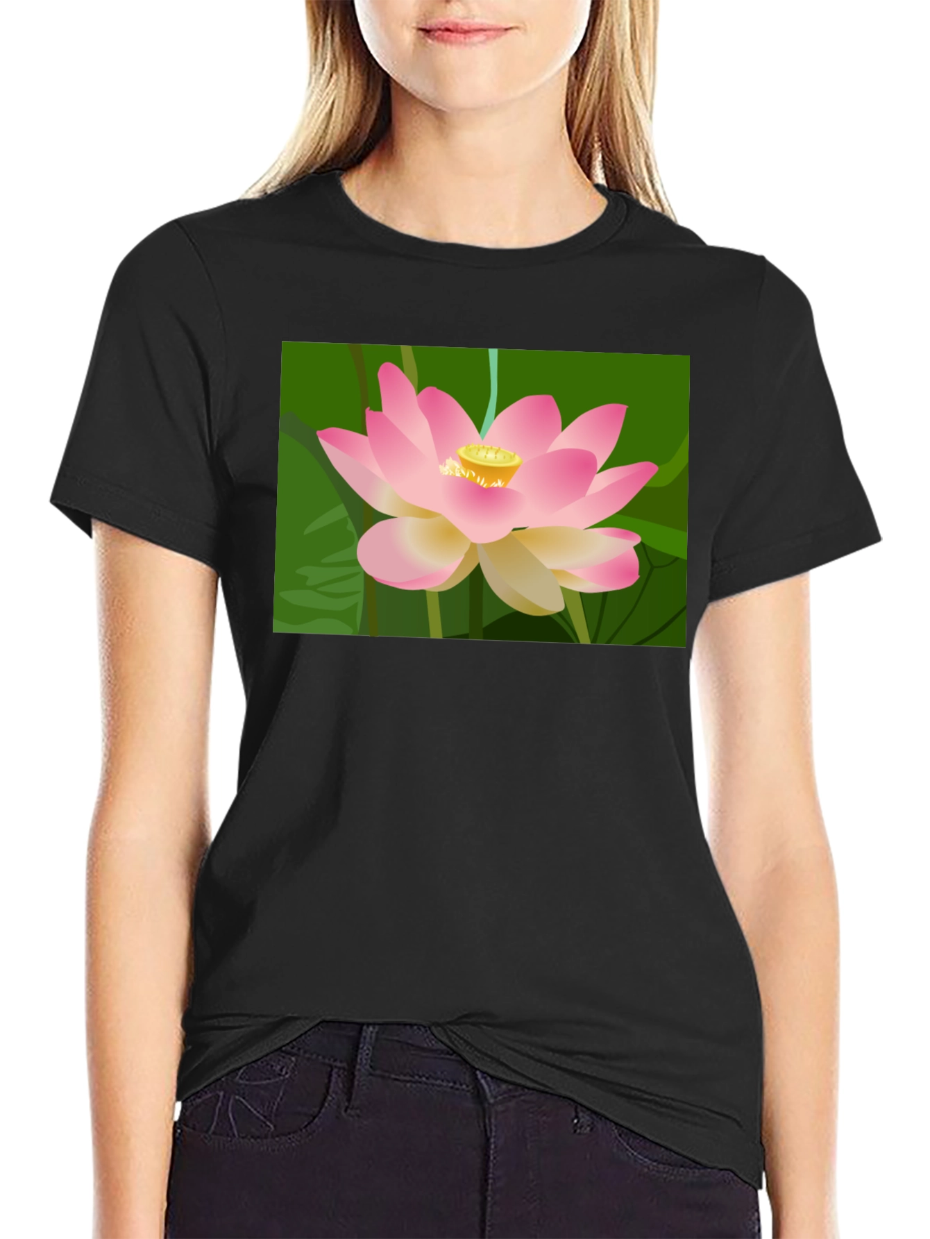 Lotus Graphic T-Shirt - Black Cotton Tee