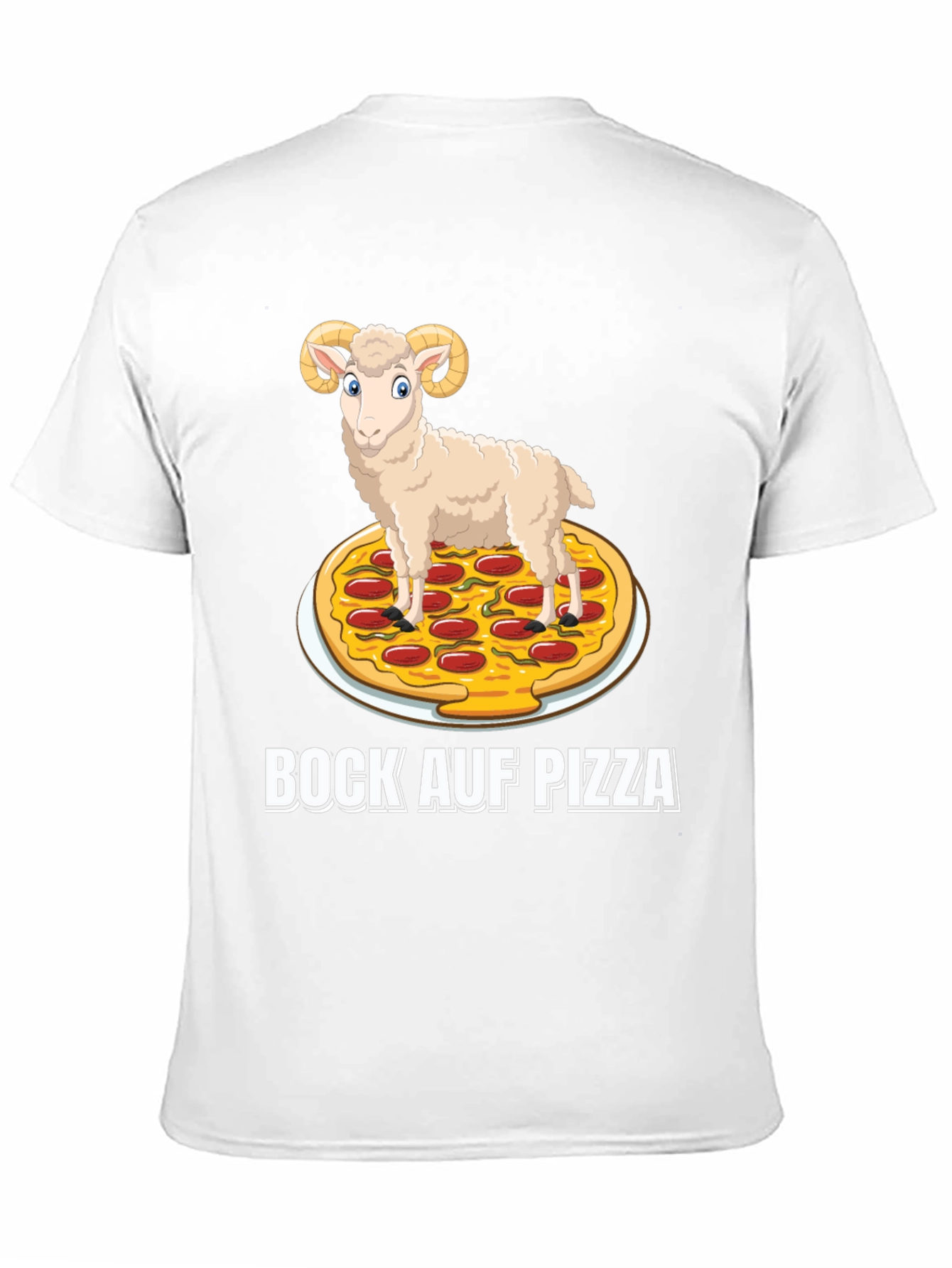 Bock Auf Pizza Graphic Tee - Funny Ram on Pizza T-Shirt