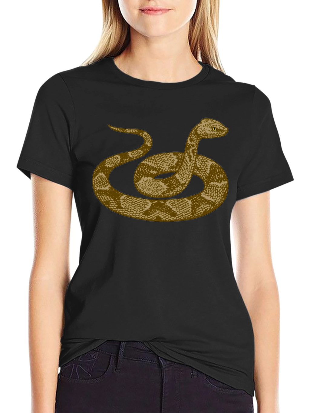 Rattlesnake Graphic Print Black T-Shirt
