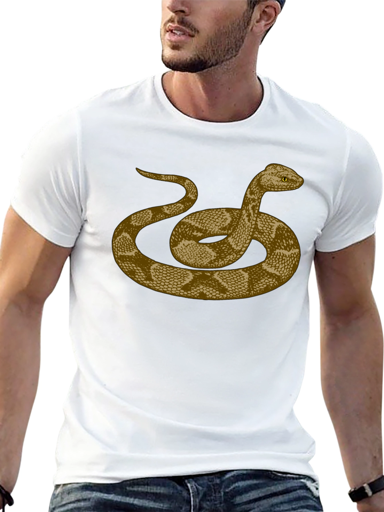 Rattlesnake Graphic Print Black T-Shirt