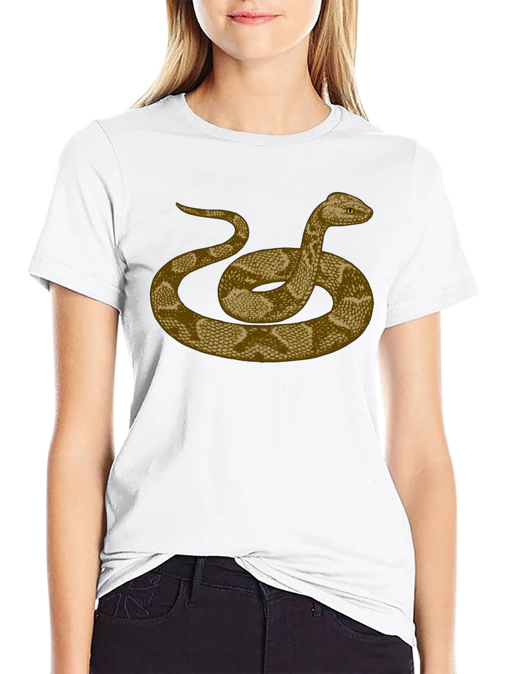 Rattlesnake Graphic Print Black T-Shirt