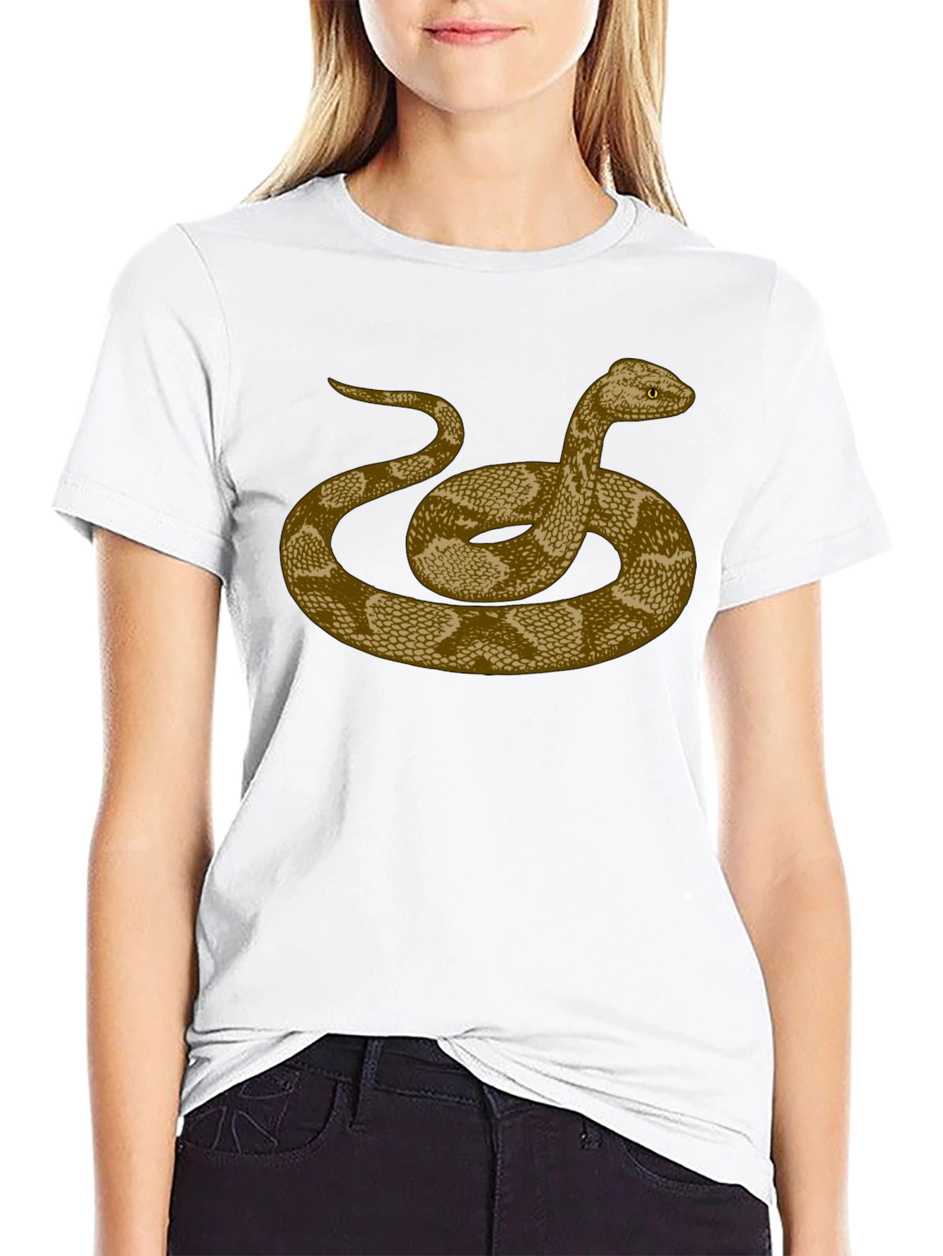 Rattlesnake Graphic Print Black T-Shirt