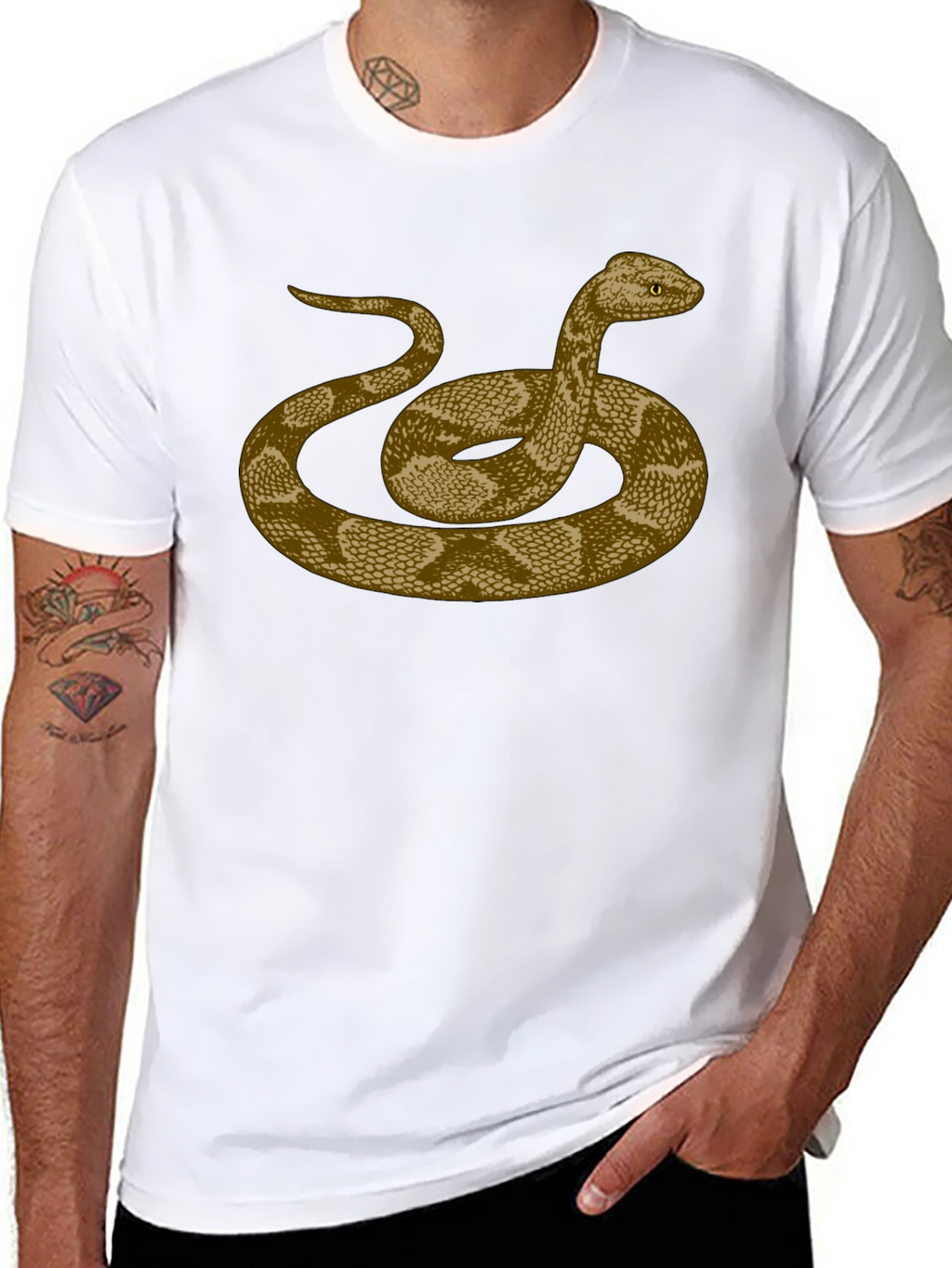 Rattlesnake Graphic Print Black T-Shirt