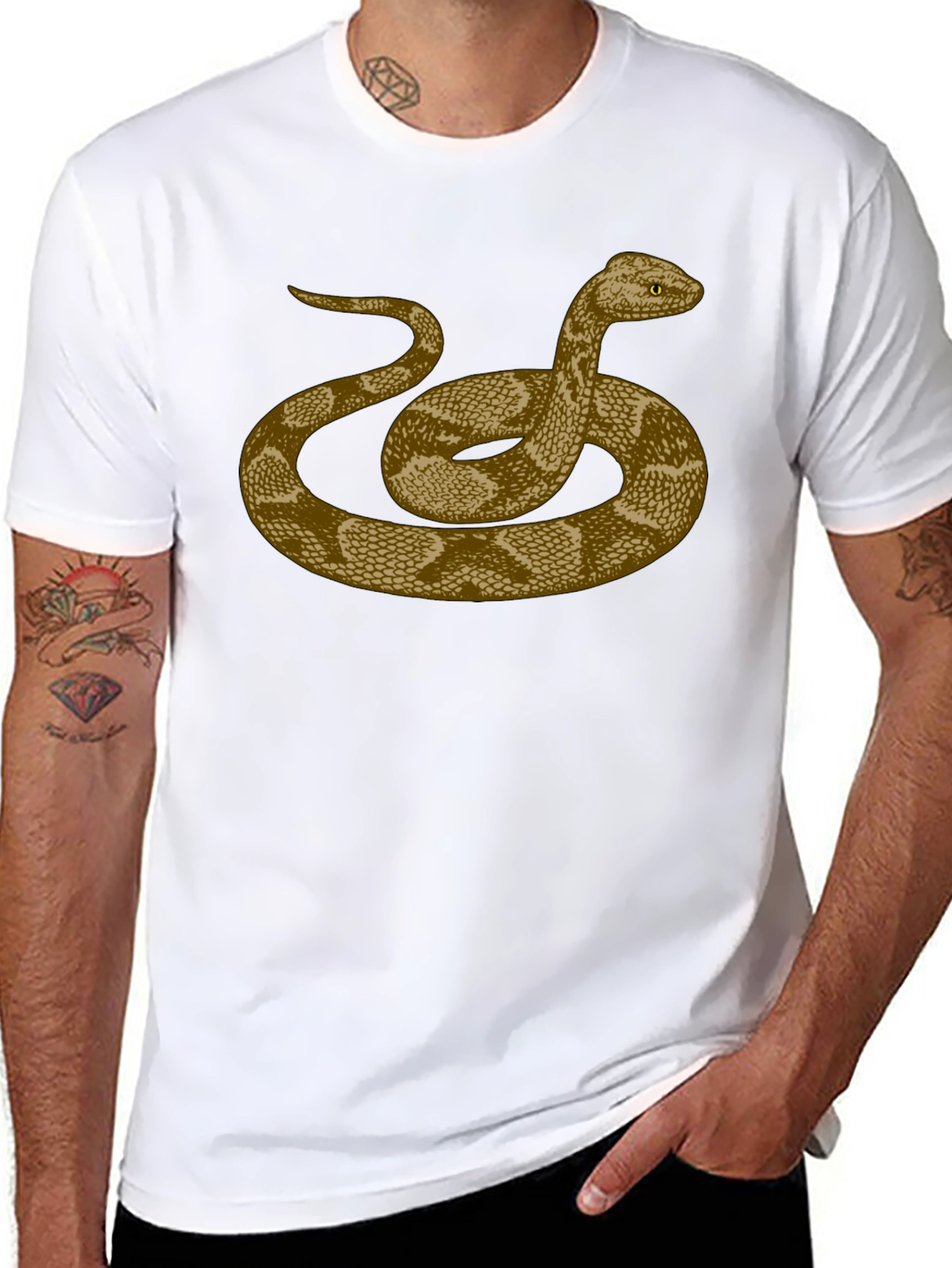 Rattlesnake Graphic Print Black T-Shirt