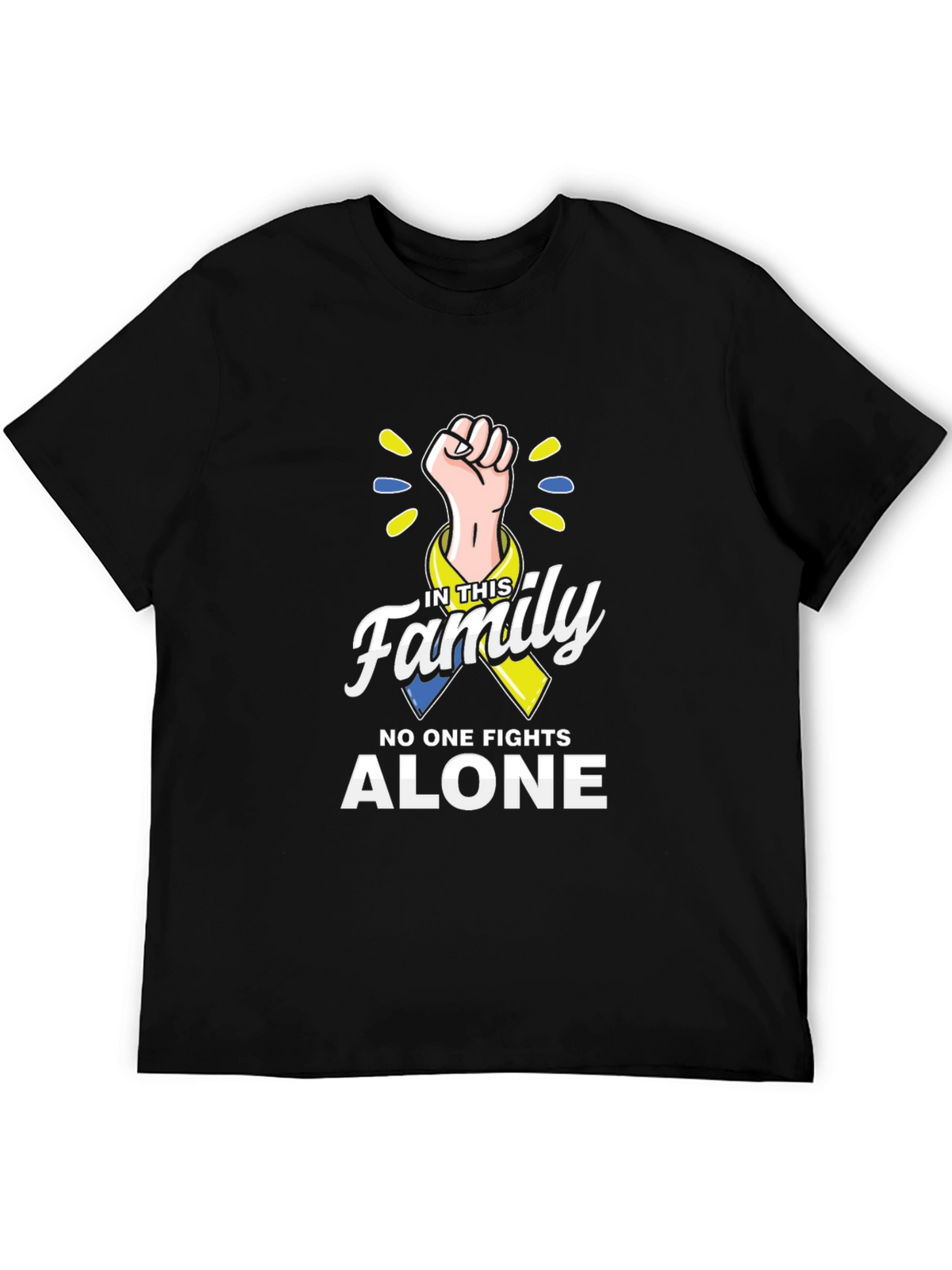 In This Family No One Fights Alone Down Syndrome Awareness T-Shirt