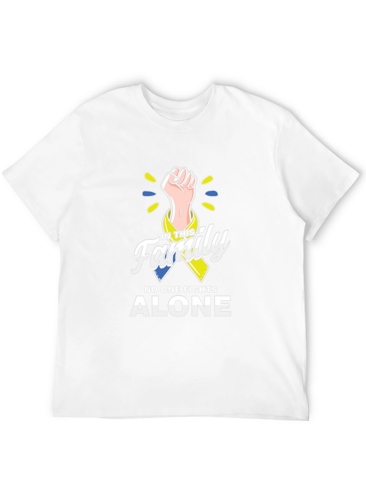 In This Family No One Fights Alone Down Syndrome Awareness T-Shirt
