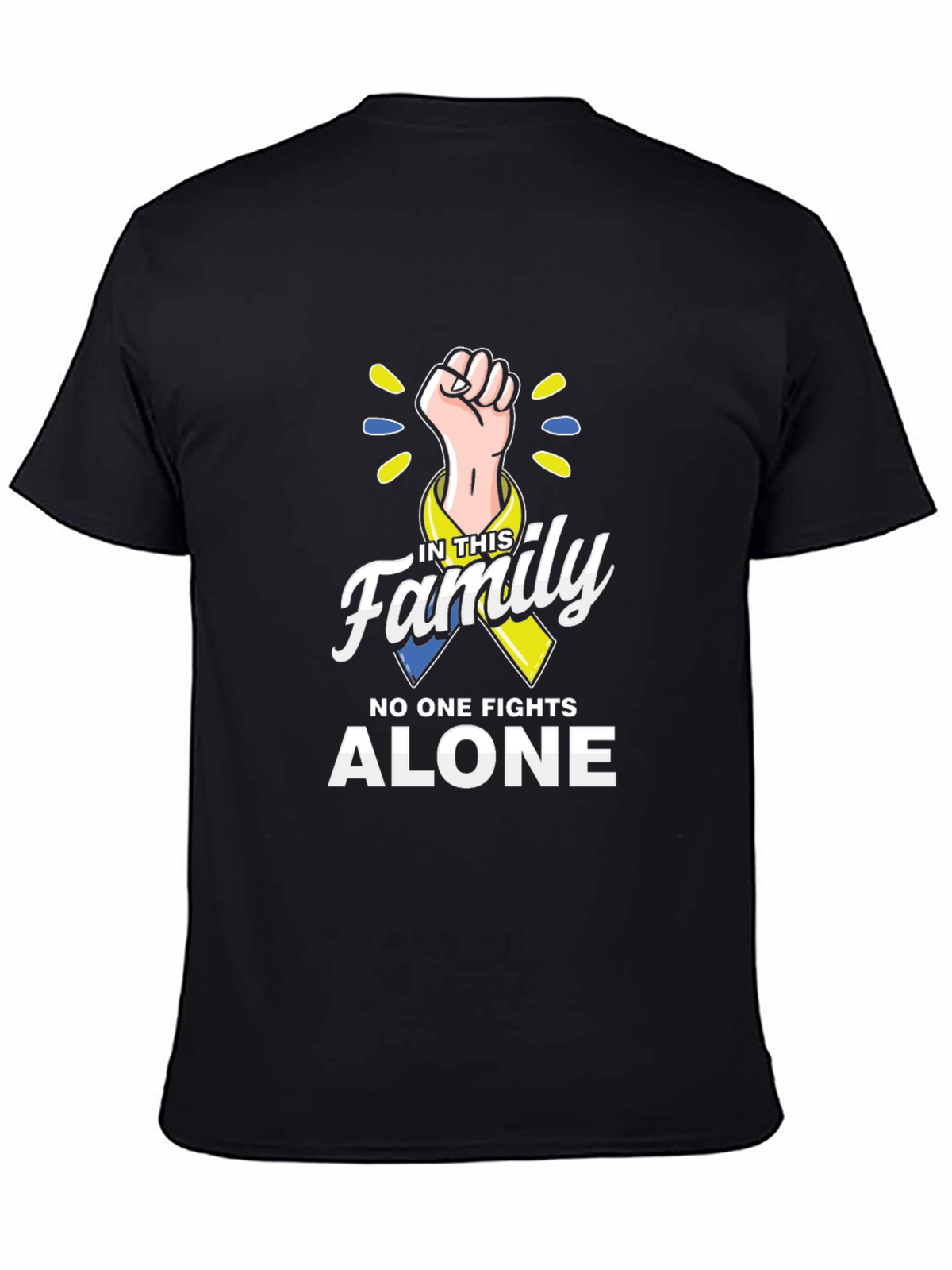 In This Family No One Fights Alone Down Syndrome Awareness T-Shirt