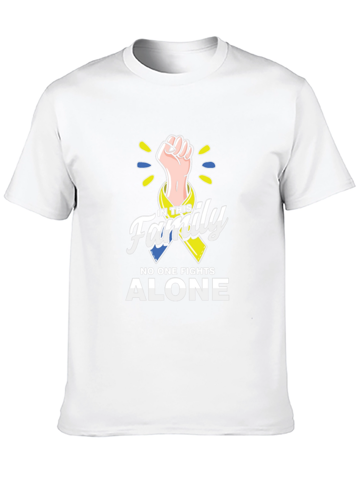 In This Family No One Fights Alone Down Syndrome Awareness T-Shirt