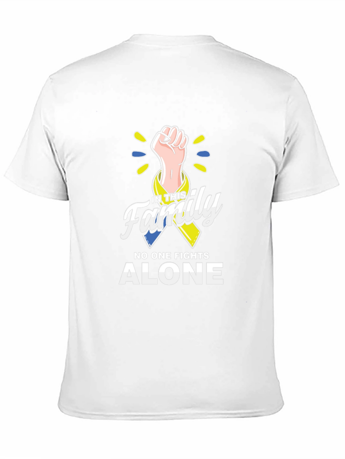 In This Family No One Fights Alone Down Syndrome Awareness T-Shirt