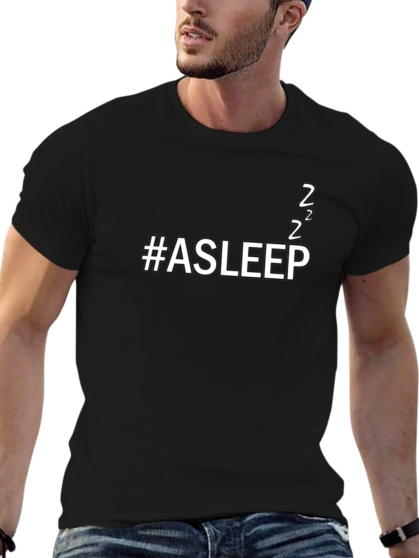 #Asleep Funny Unisex Black T-Shirt