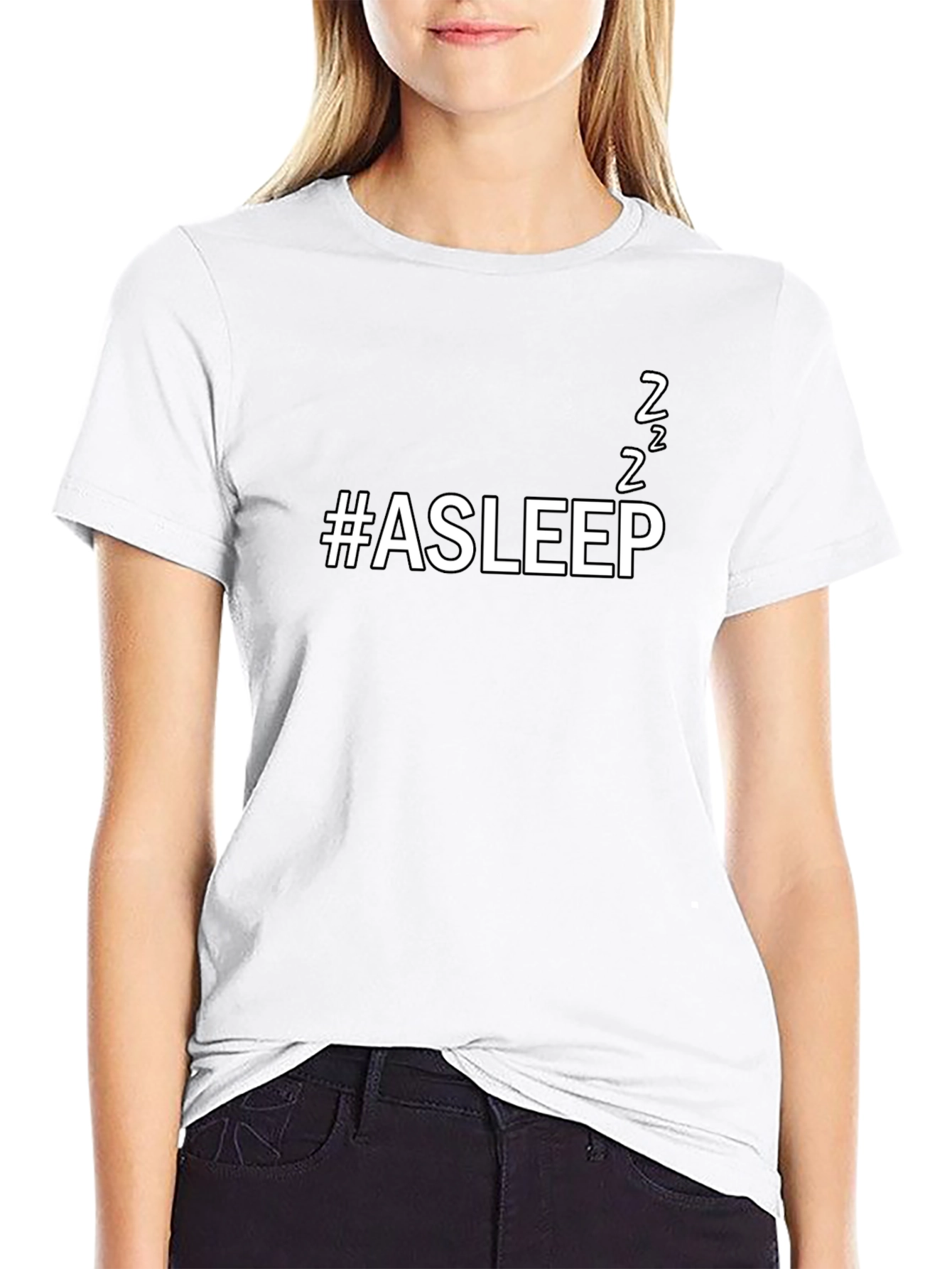 #Asleep Funny Unisex Black T-Shirt