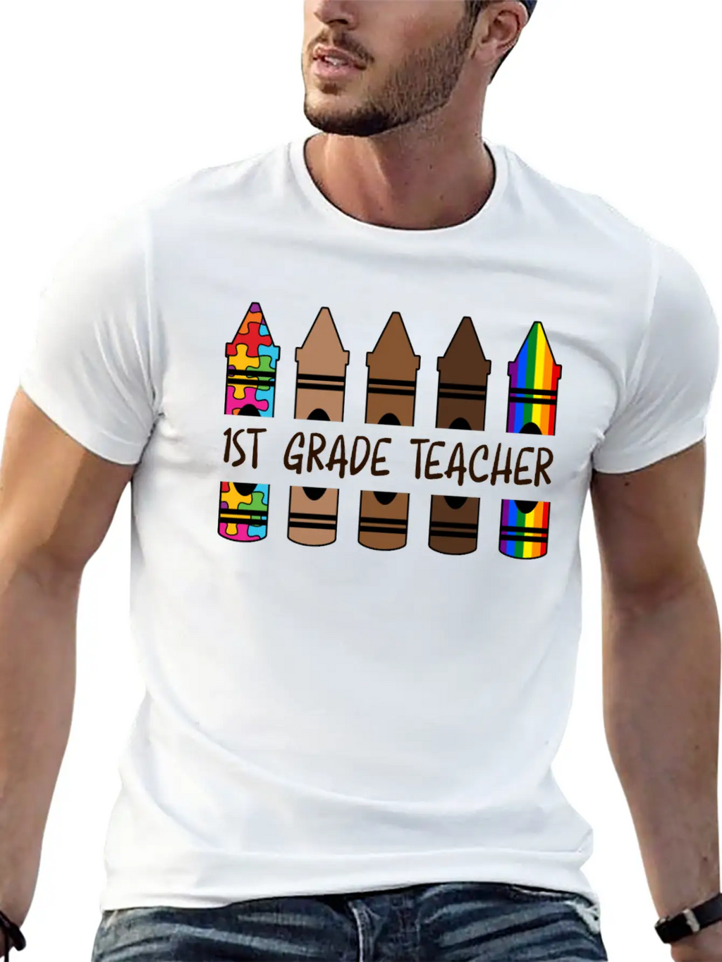 1ST GradeTeacher Life Pencil Personalized Relaxed Everyday Tee – Lightweight And Durable Cotton