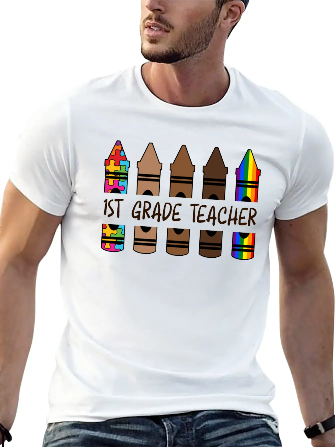 1ST GradeTeacher Life Pencil Personalized Relaxed Everyday Tee – Lightweight And Durable Cotton