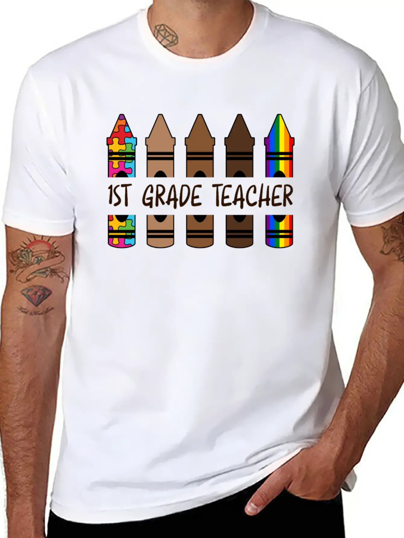 1ST GradeTeacher Life Pencil Personalized Relaxed Everyday Tee – Lightweight And Durable Cotton