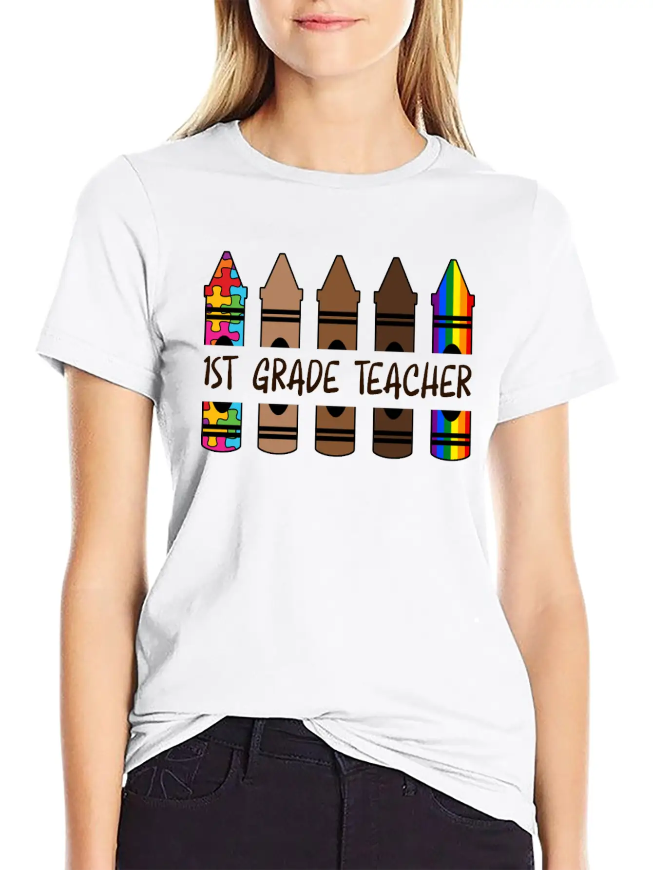 1ST GradeTeacher Life Pencil Personalized Relaxed Everyday Tee – Lightweight And Durable Cotton
