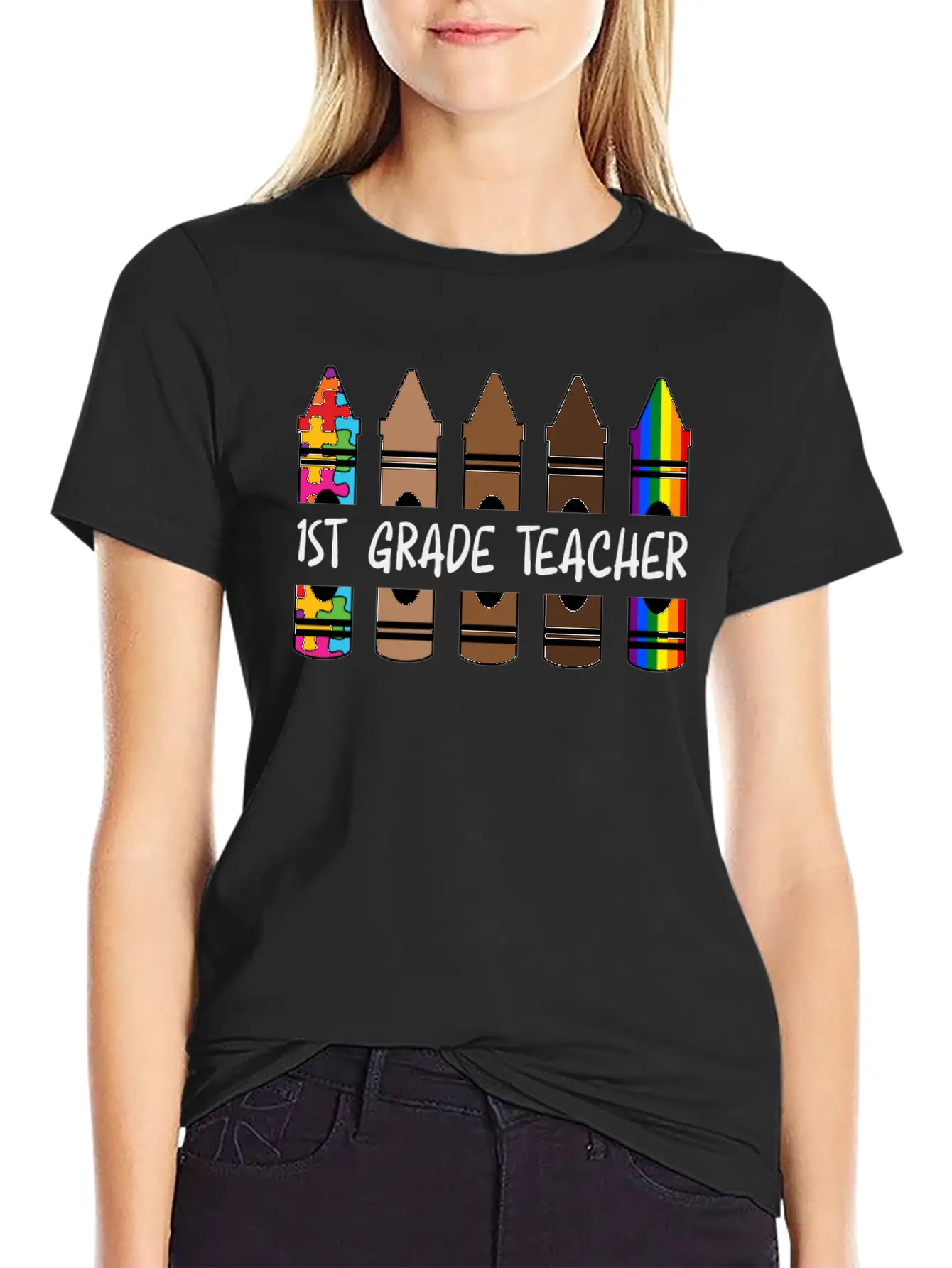1ST GradeTeacher Life Pencil Personalized Relaxed Everyday Tee – Lightweight And Durable Cotton