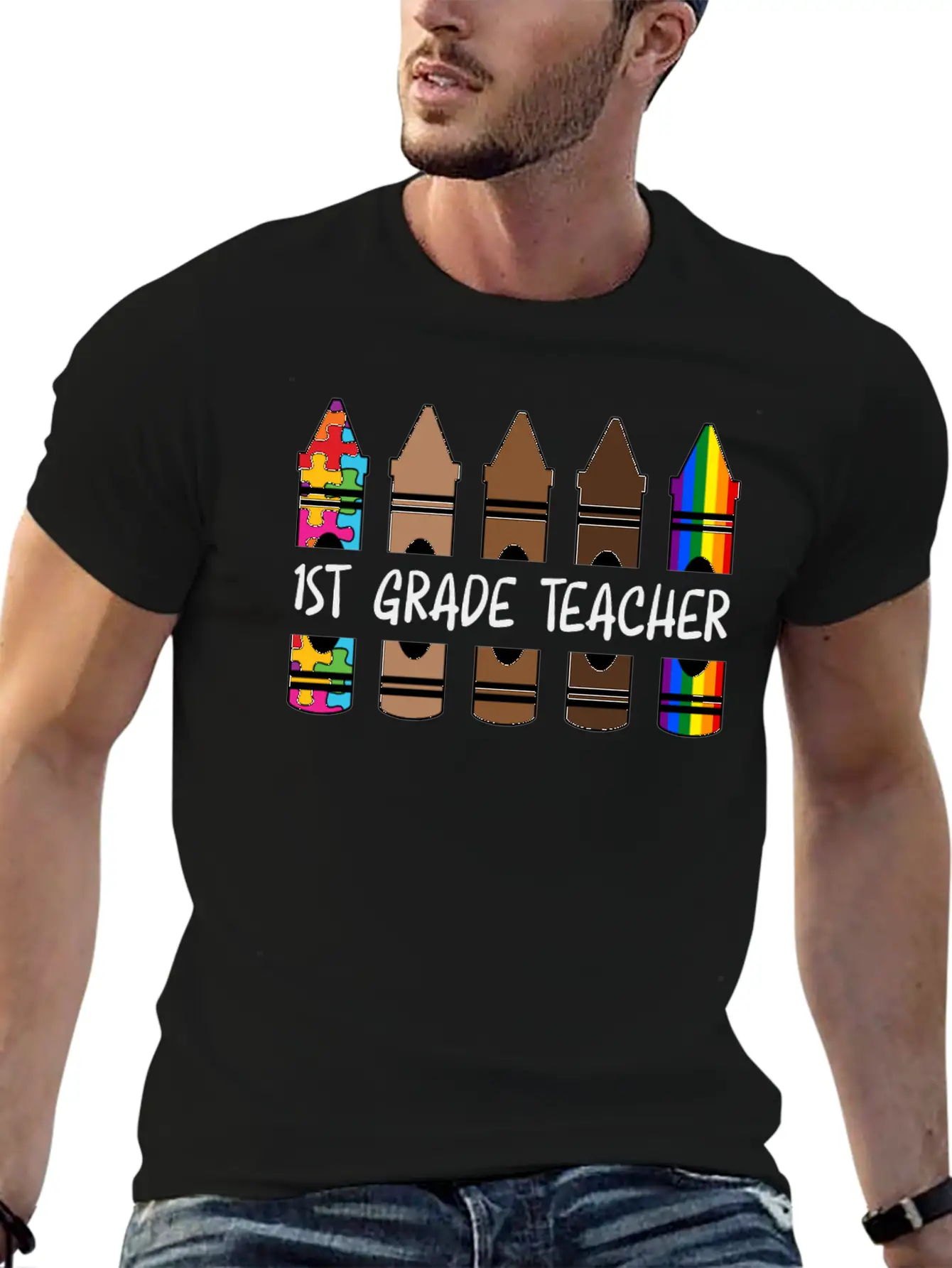 1ST GradeTeacher Life Pencil Personalized Relaxed Everyday Tee – Lightweight And Durable Cotton