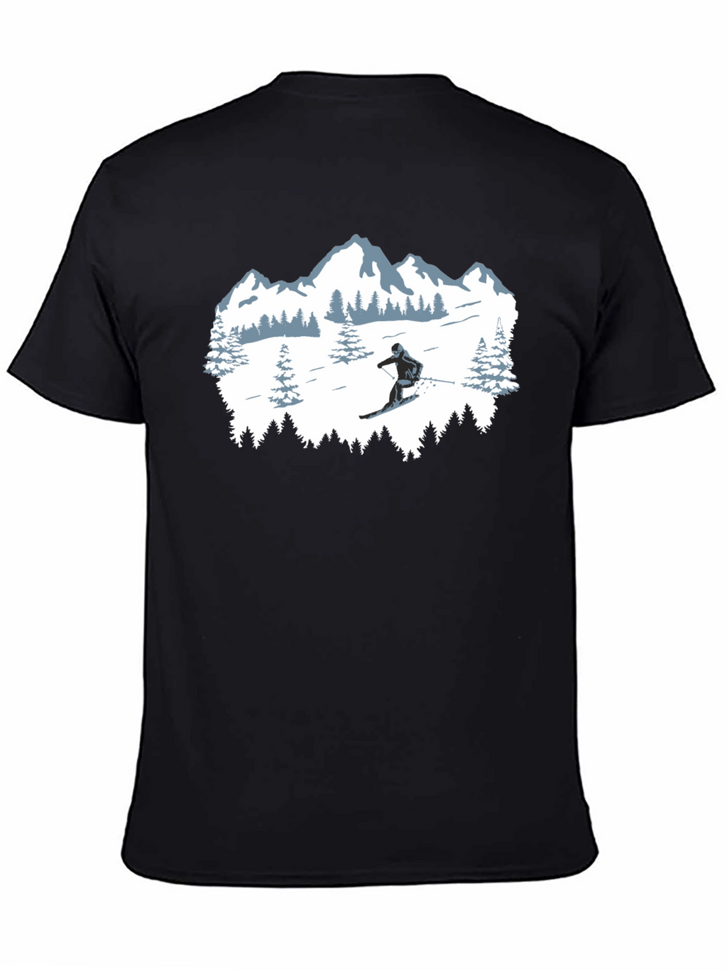 Winter Sports T-Shirt: Skiing Mountain Design