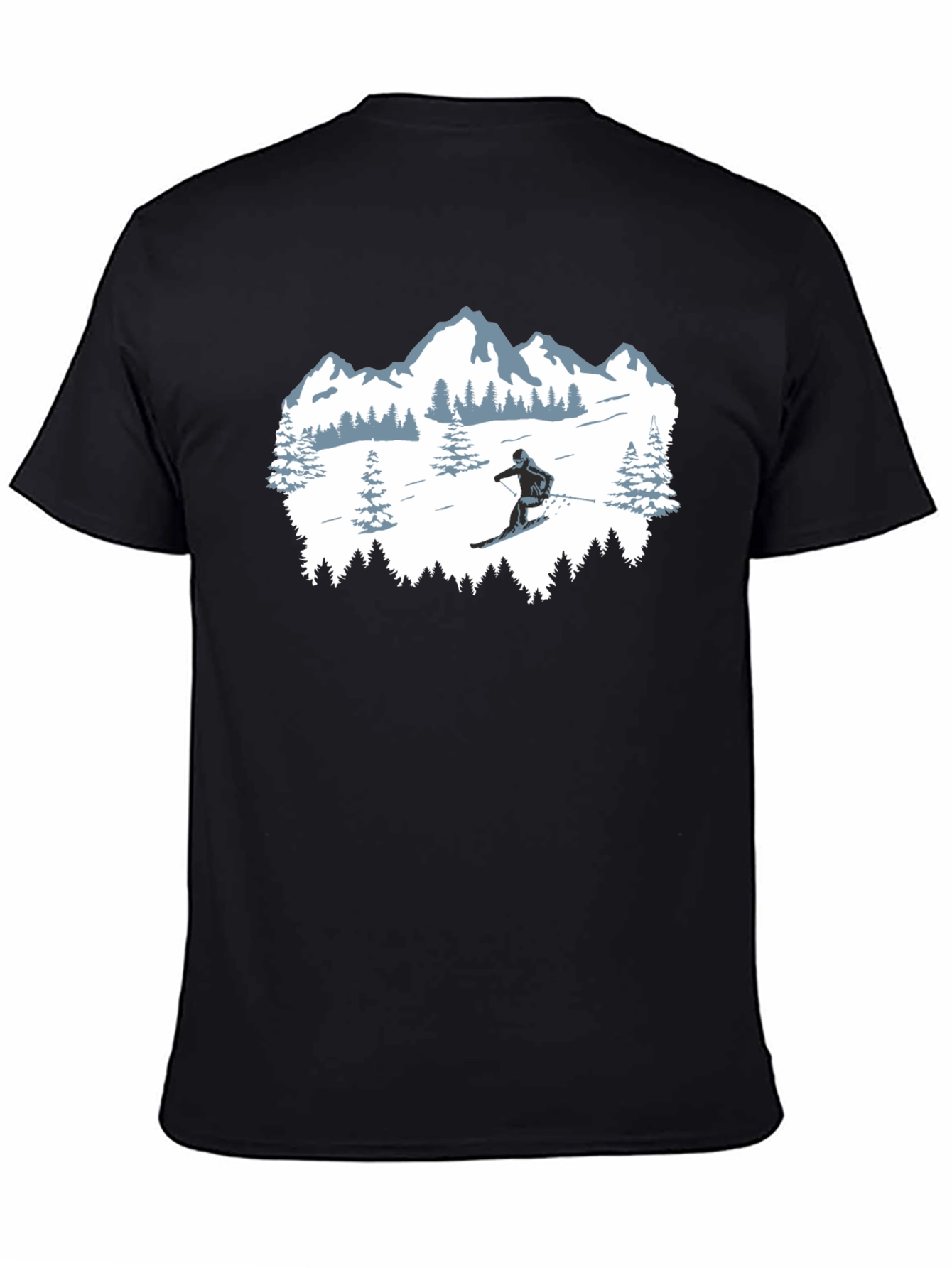 Winter Sports T-Shirt: Skiing Mountain Design