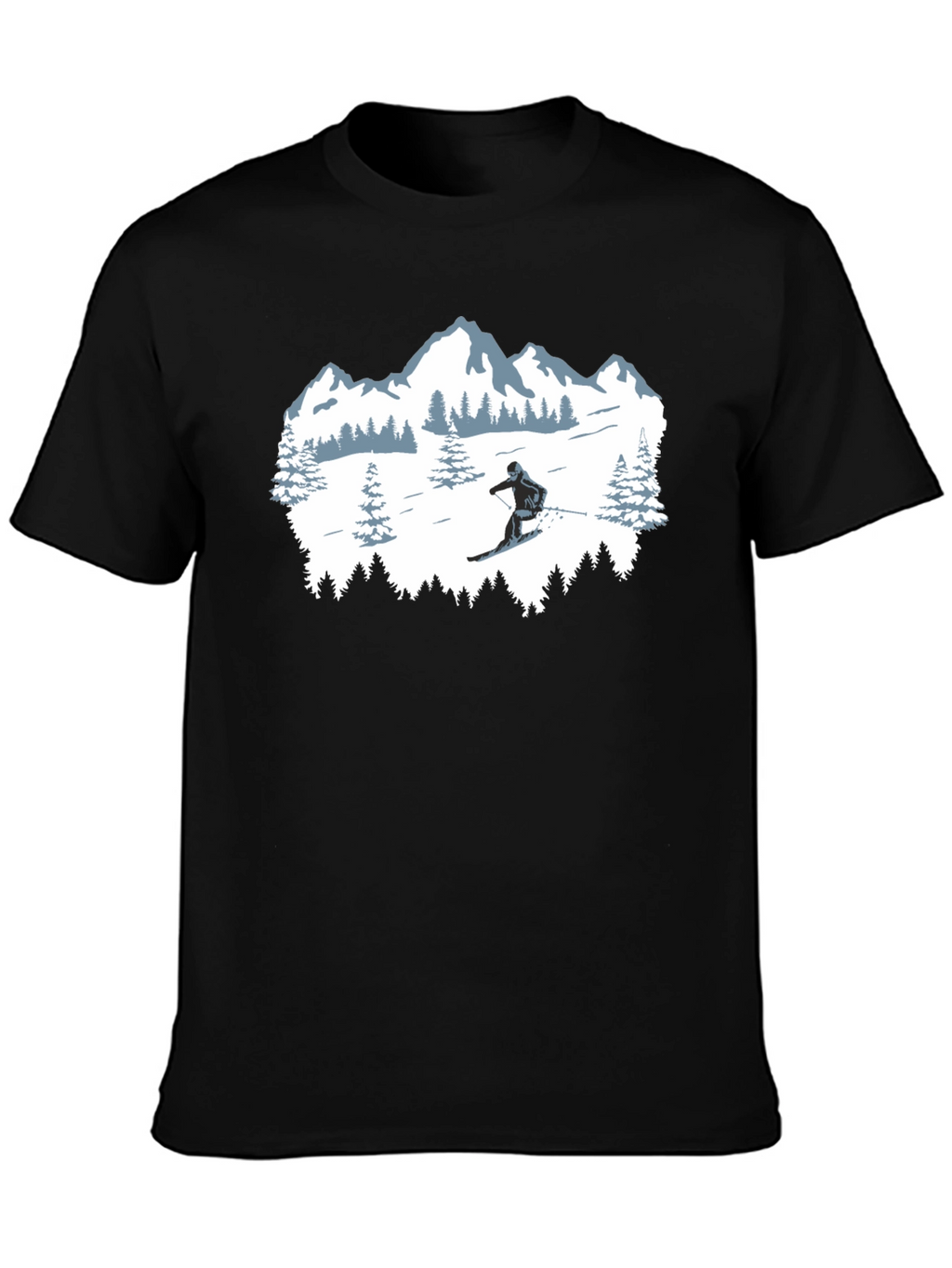 Winter Sports T-Shirt: Skiing Mountain Design