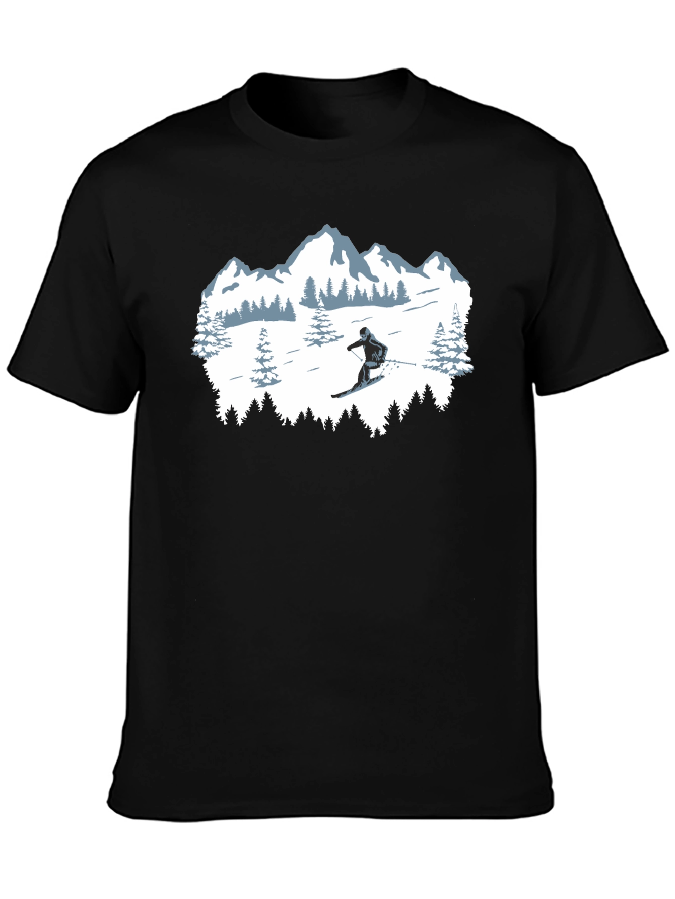 Winter Sports T-Shirt: Skiing Mountain Design