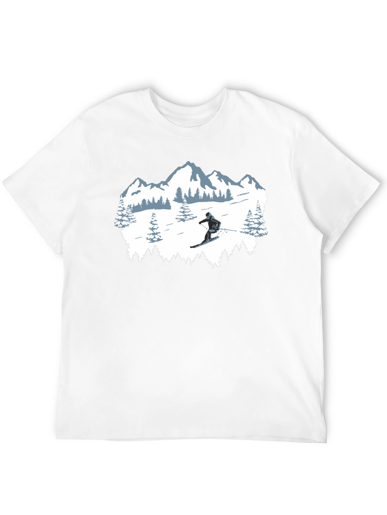 Winter Sports T-Shirt: Skiing Mountain Design