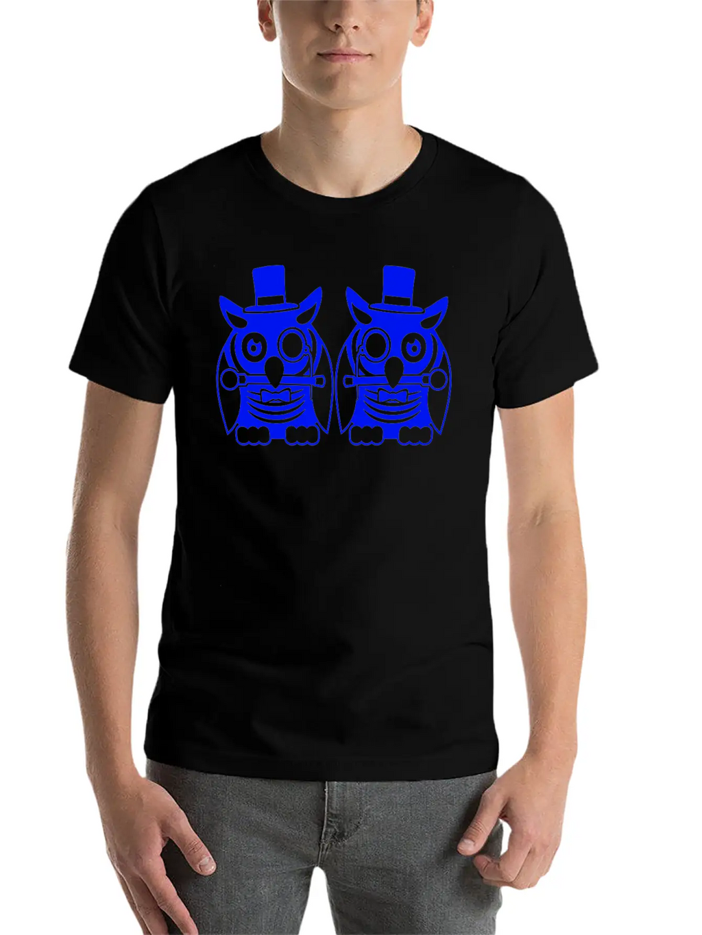 2 Owls Top Hat Monocle Glasses Rich Two Men Team Unisex Casual T-Shirt – Clean Design For Daily Comfort