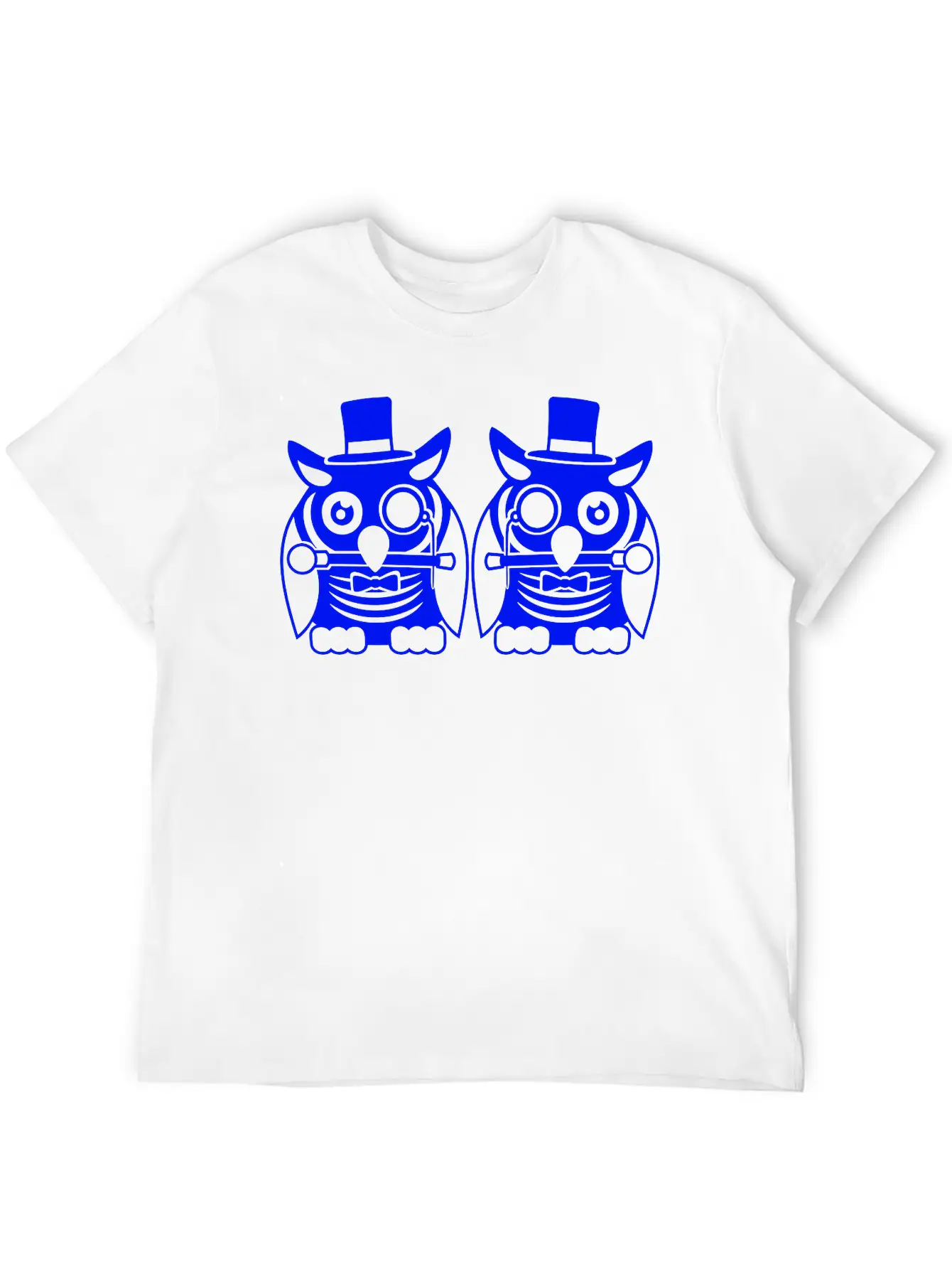 2 Owls Top Hat Monocle Glasses Rich Two Men Team Unisex Casual T-Shirt – Clean Design For Daily Comfort