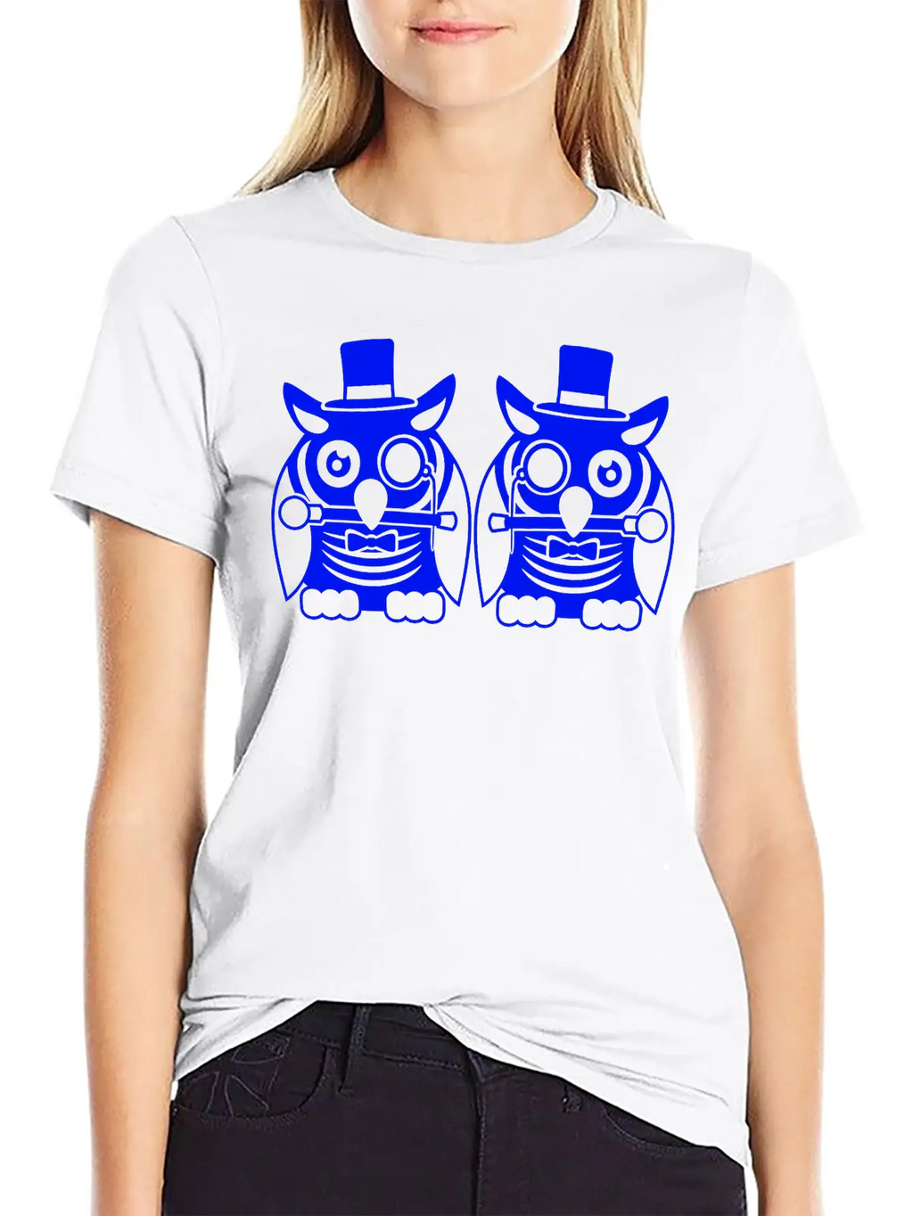 2 Owls Top Hat Monocle Glasses Rich Two Men Team Unisex Casual T-Shirt – Clean Design For Daily Comfort