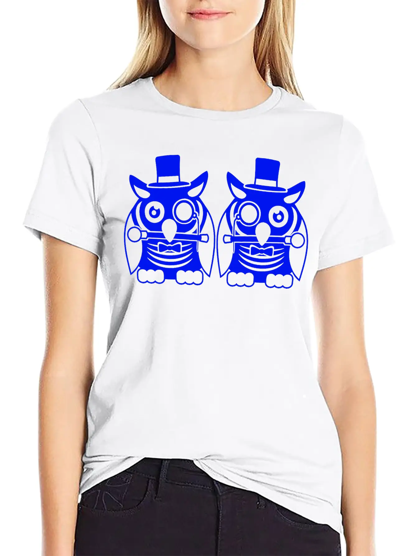 2 Owls Top Hat Monocle Glasses Rich Two Men Team Unisex Casual T-Shirt – Clean Design For Daily Comfort
