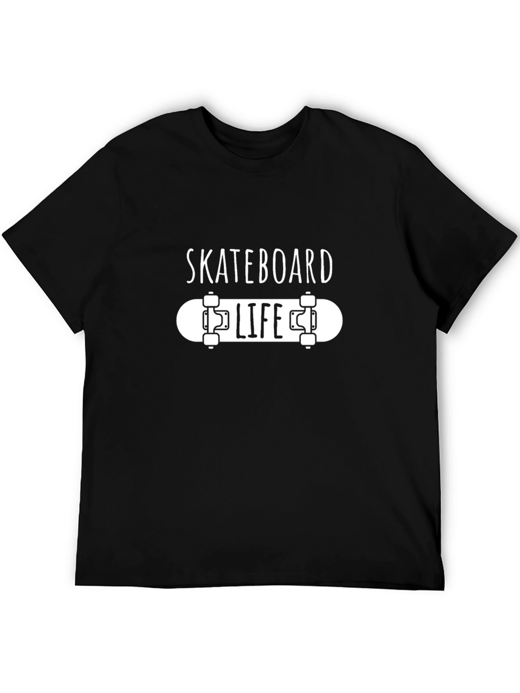 Skateboard Life Graphic Tee - Black Cotton T-Shirt