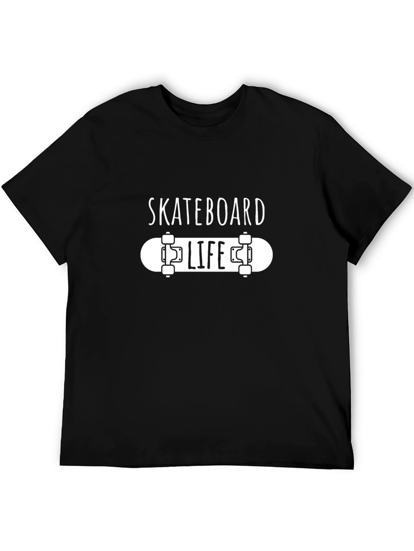 Skateboard Life Graphic Tee - Black Cotton T-Shirt