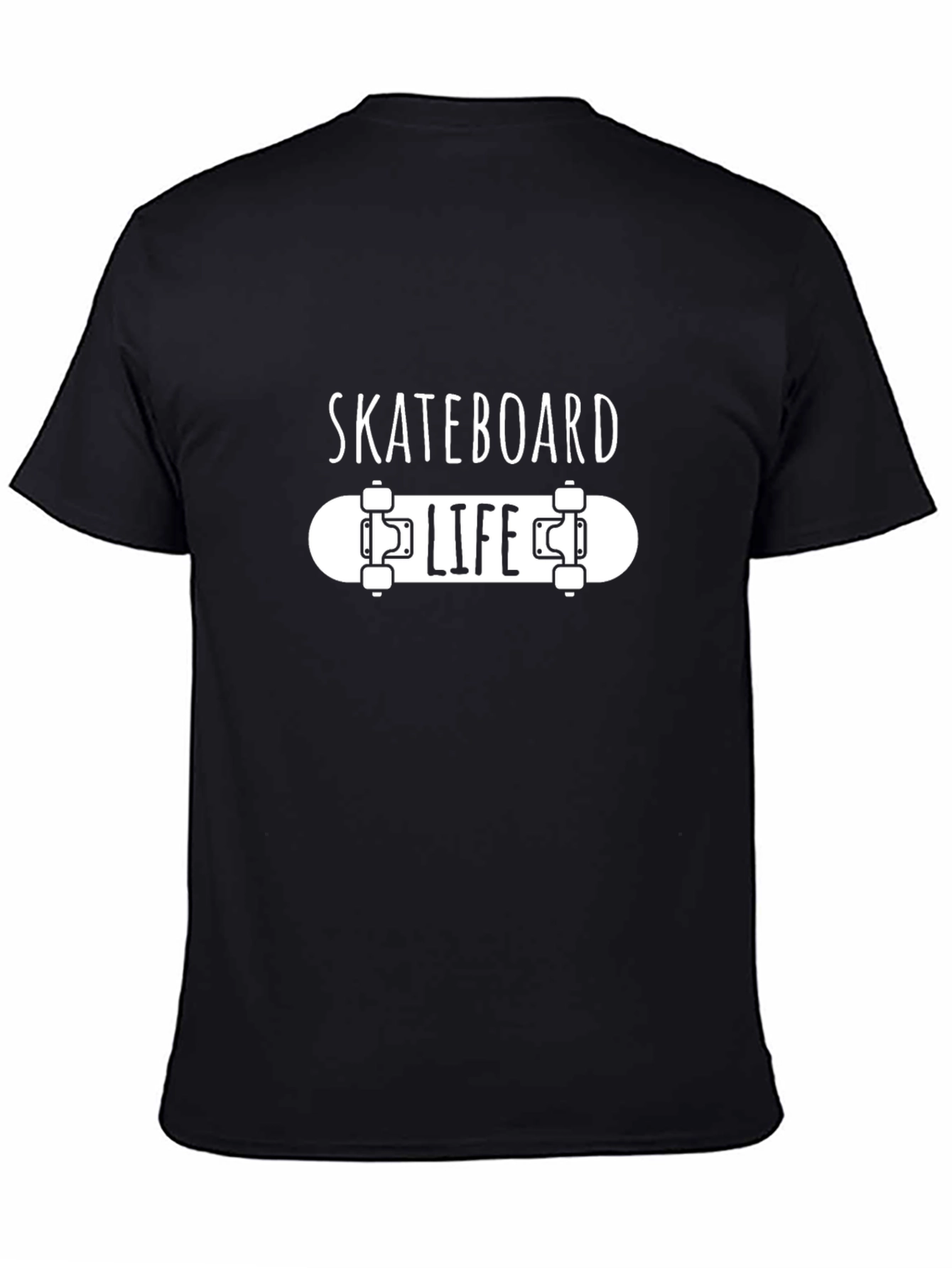 Skateboard Life Graphic Tee - Black Cotton T-Shirt